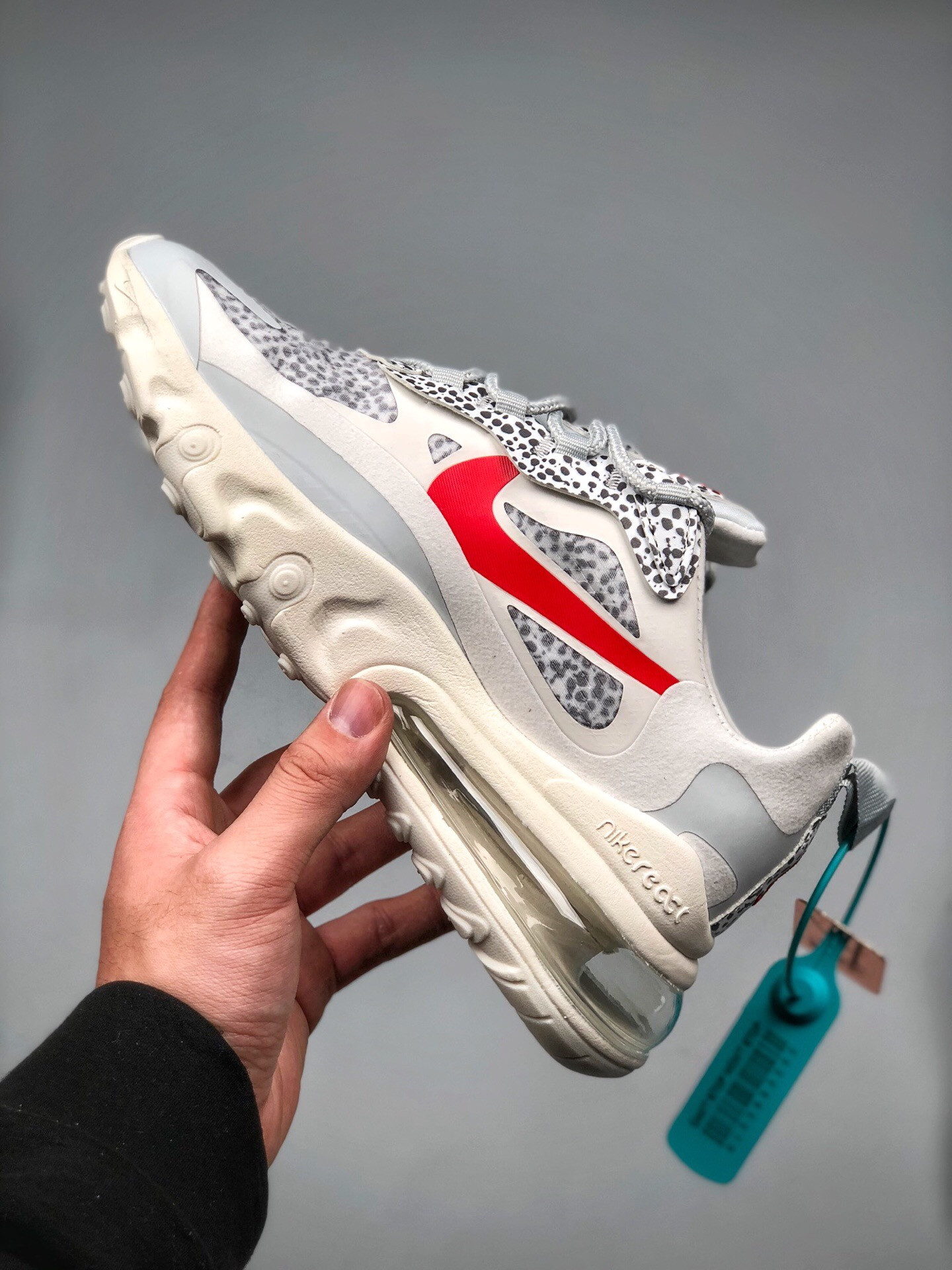 Nike WMNS Air Max 270 React “Safari” White Red Grey For Sale
