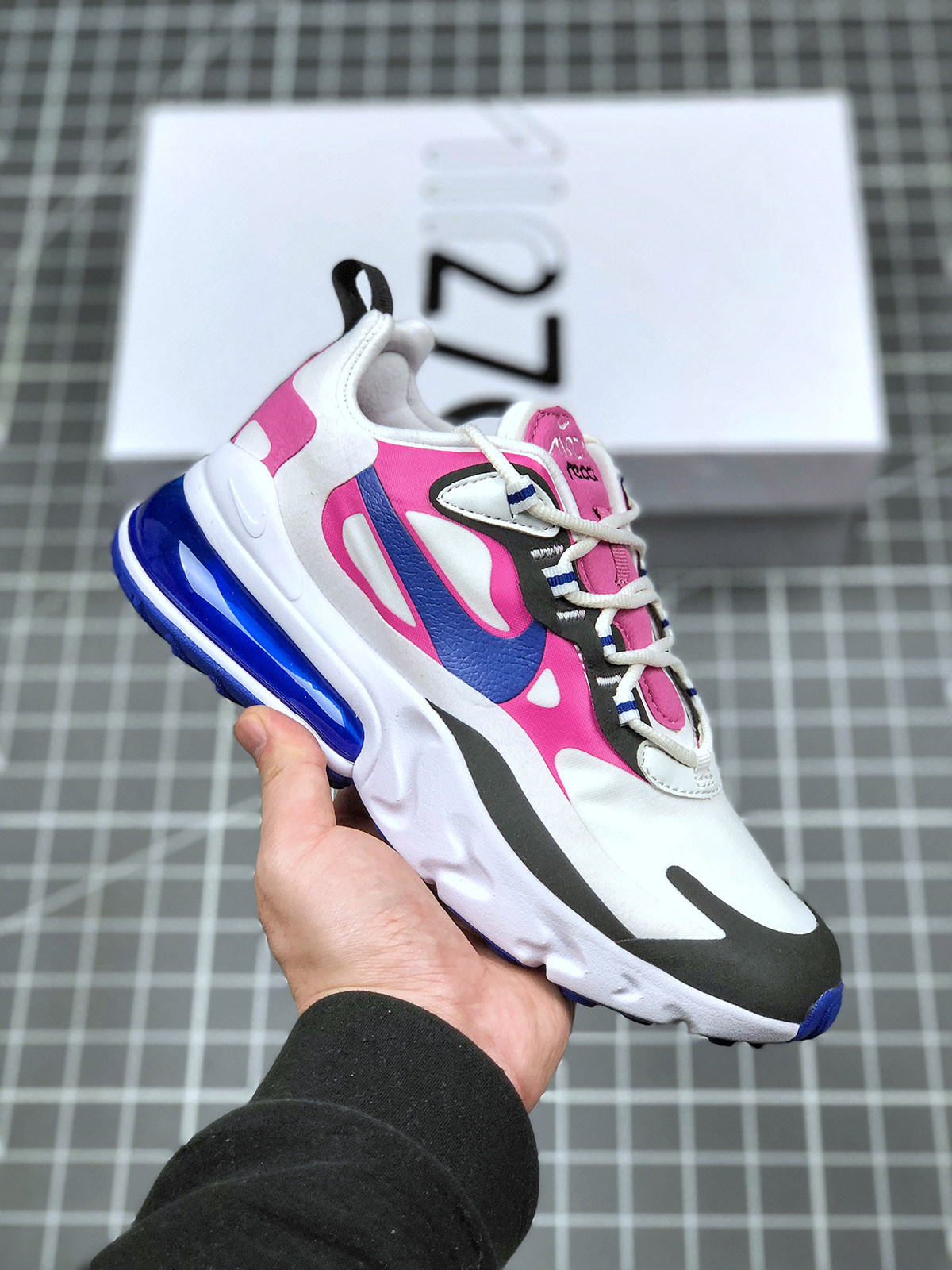 Nike WMNS Air Max 270 React White/Cosmic Fuchsia/Black/Hyper Blue For Sale