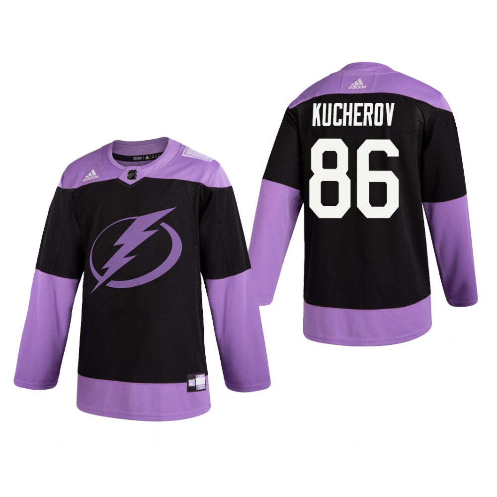 Nikita Kucherov #86 Tampa Bay Lightning 2019 Fights Cancer Black Practice Jersey