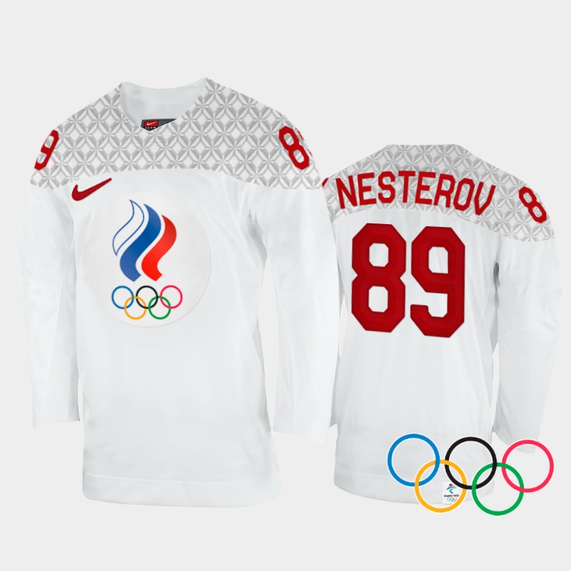Nikita Nesterov Russia White Away Jersey 2022 Winter Olympics