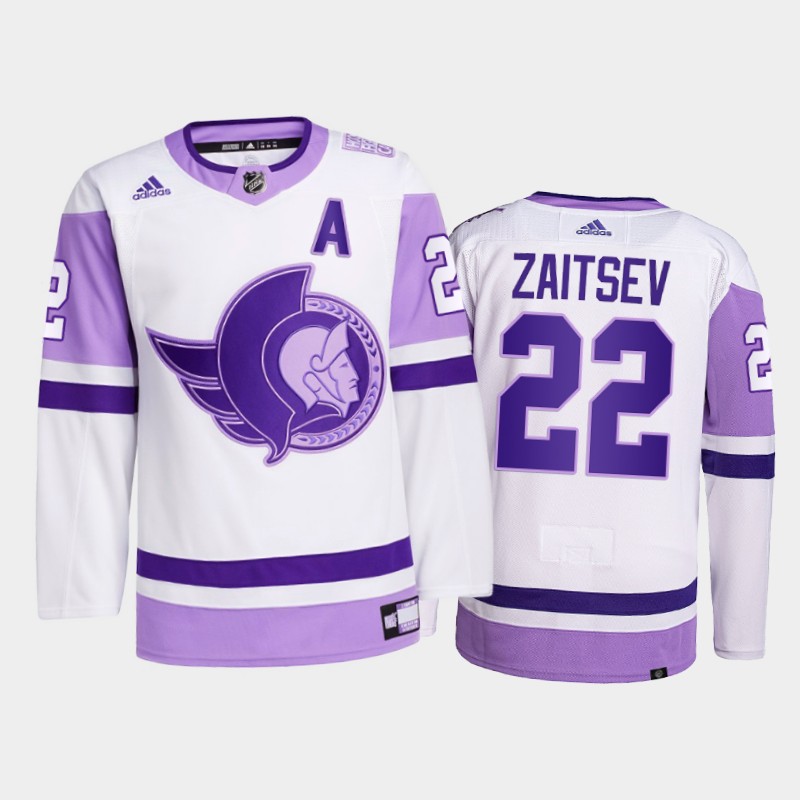 Nikita Zaitsev #22 Ottawa Senators 2021 FightsCancer White Primegreen Jersey
