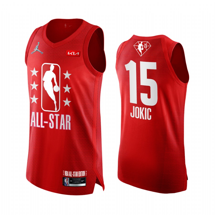 Nikola Jokic 2022 All-Star Nuggets Jersey Grey Red NBA 75th Uniform