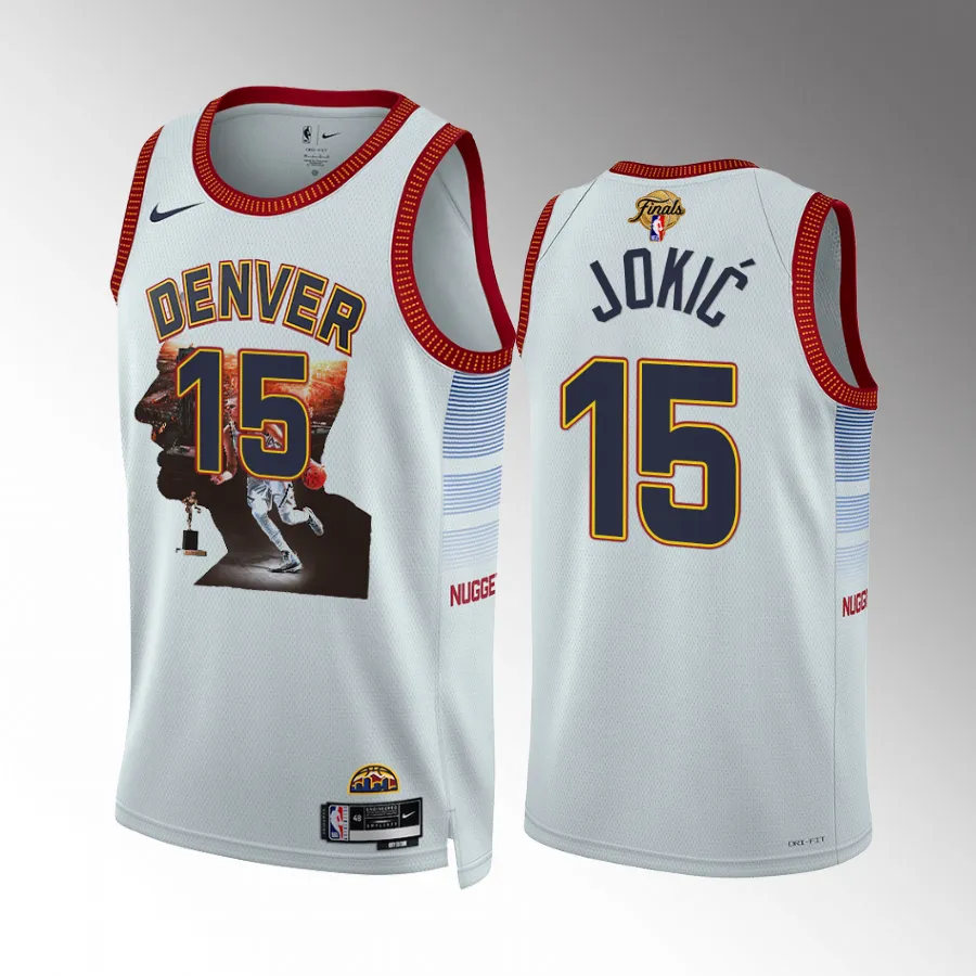 Nikola Jokic Denver Nuggets 2023 Finals Print Graphics White #15 City Edition Jersey Men