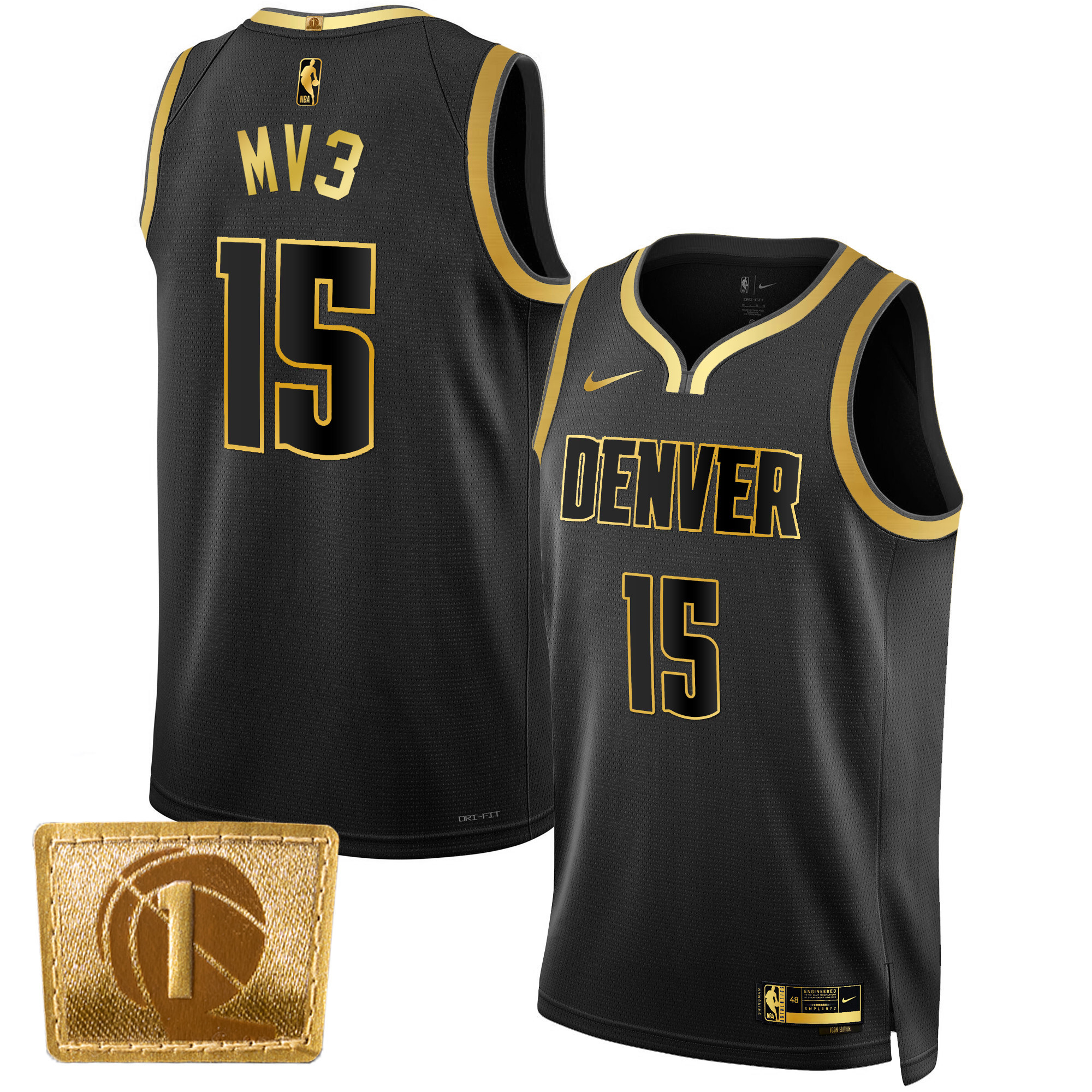 Nikola Jokic Denver Nuggets MV3 Swingman Black Gold Jersey - All Stitched