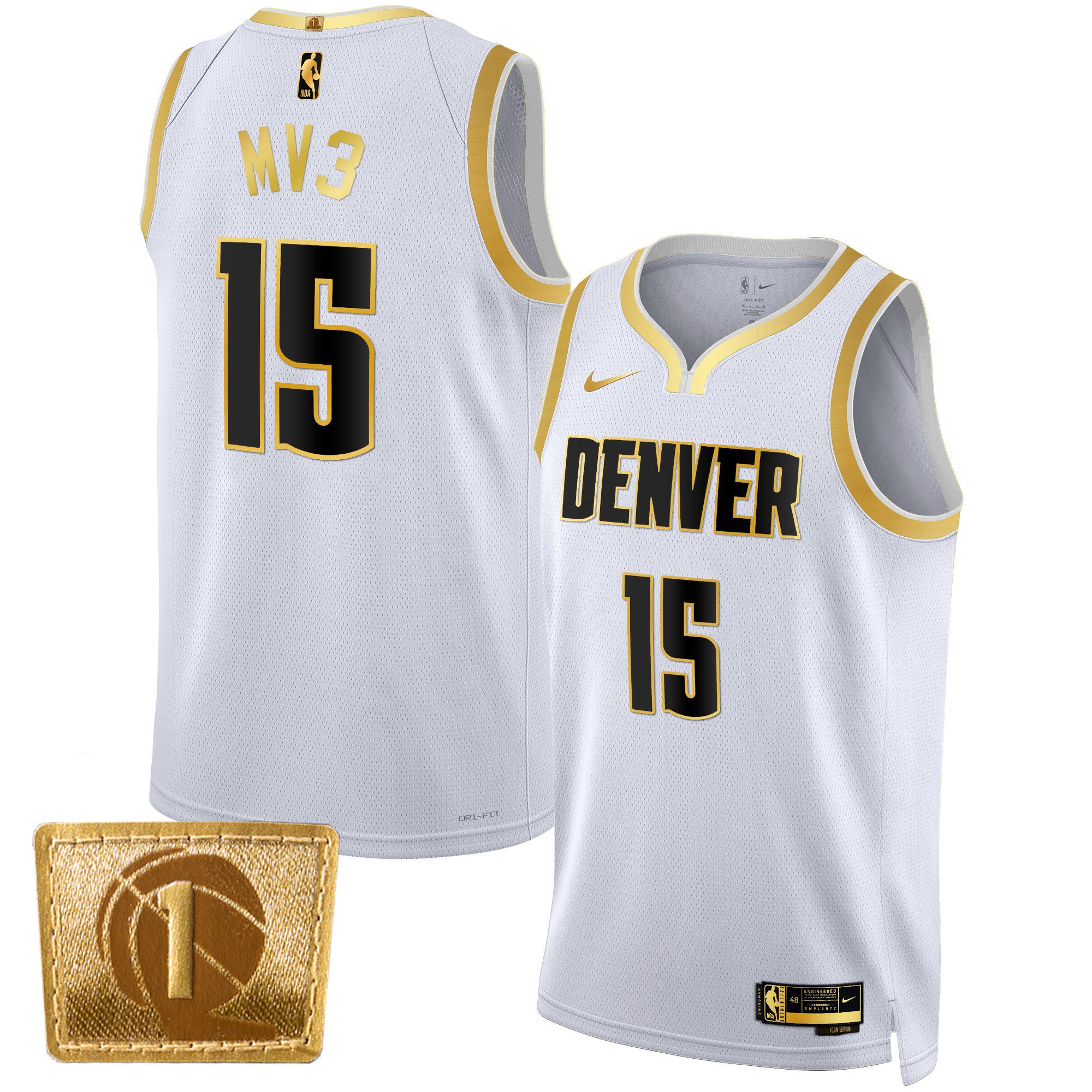 Nikola Jokic Denver Nuggets MV3 Swingman White Gold Jersey - All Stitched