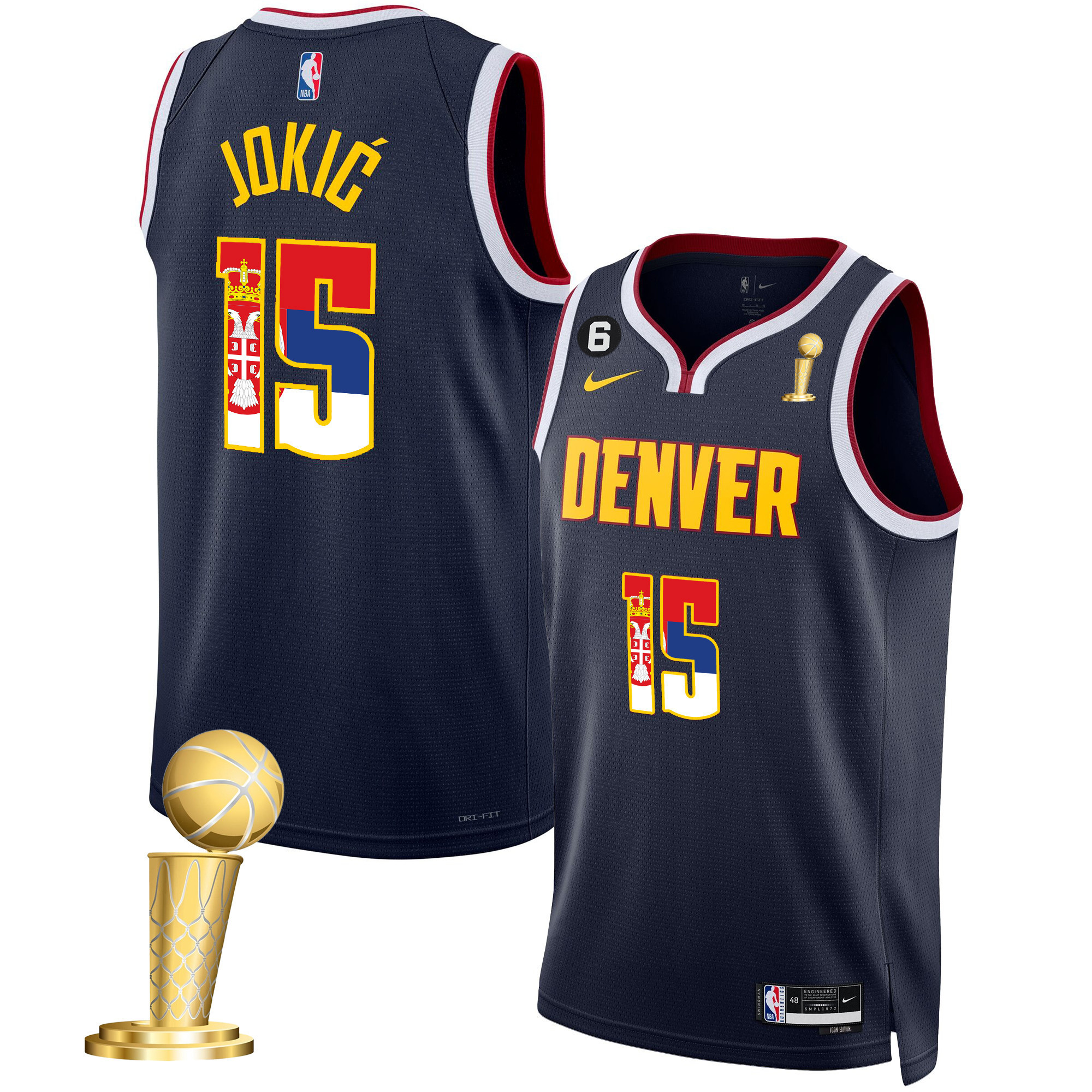 Nikola Jokic Denver Nuggets Serbia Flag Champions Icon Jersey - All Stitched