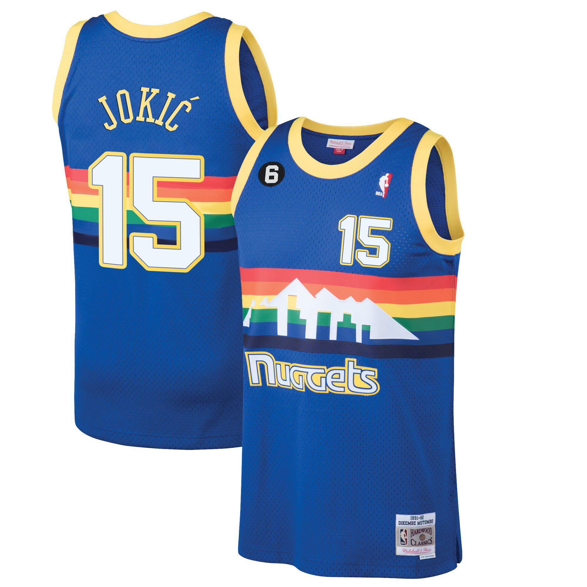 Nikola Jokic Men's Denver Nuggets #6 Patch Collection Blue Classic Jersey - All Stitched