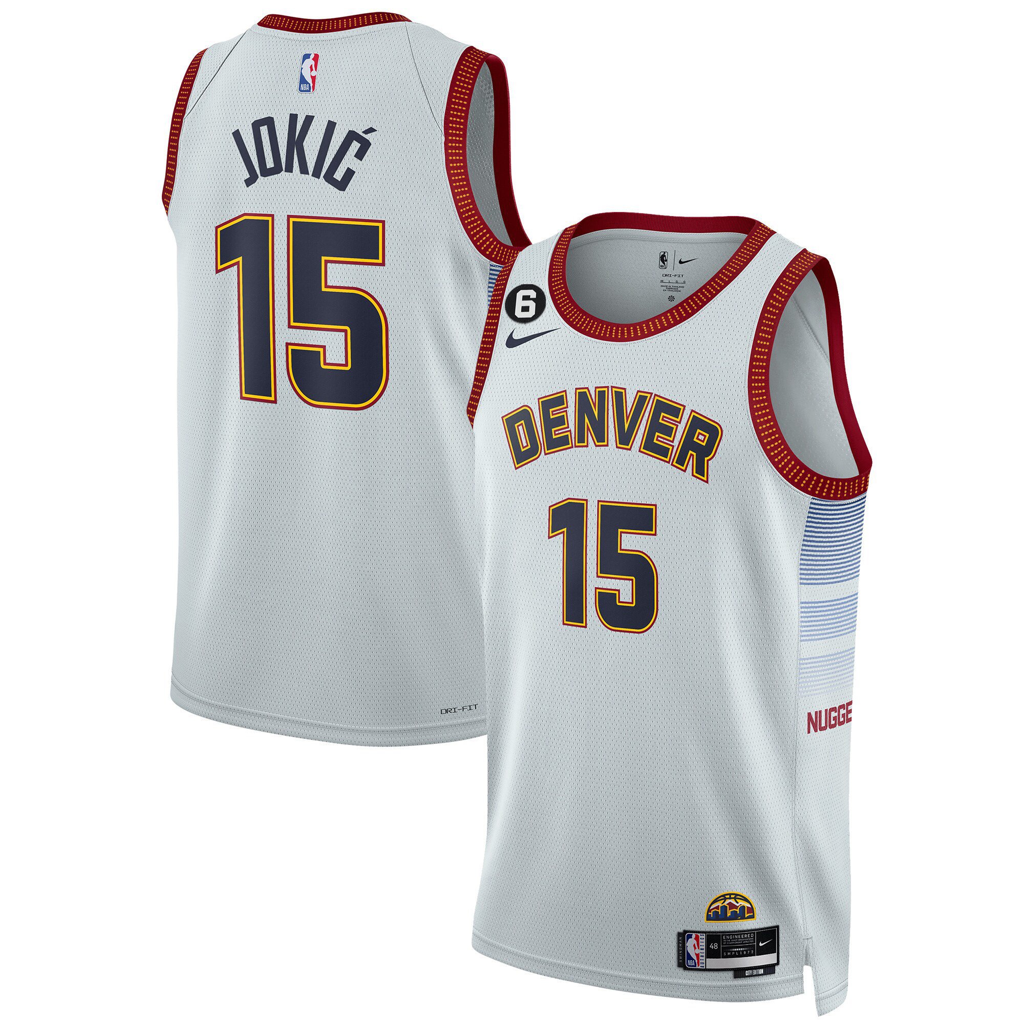 Nikola Jokic Men's Denver Nuggets #6 Patch Collection City Jersey - All Stitched