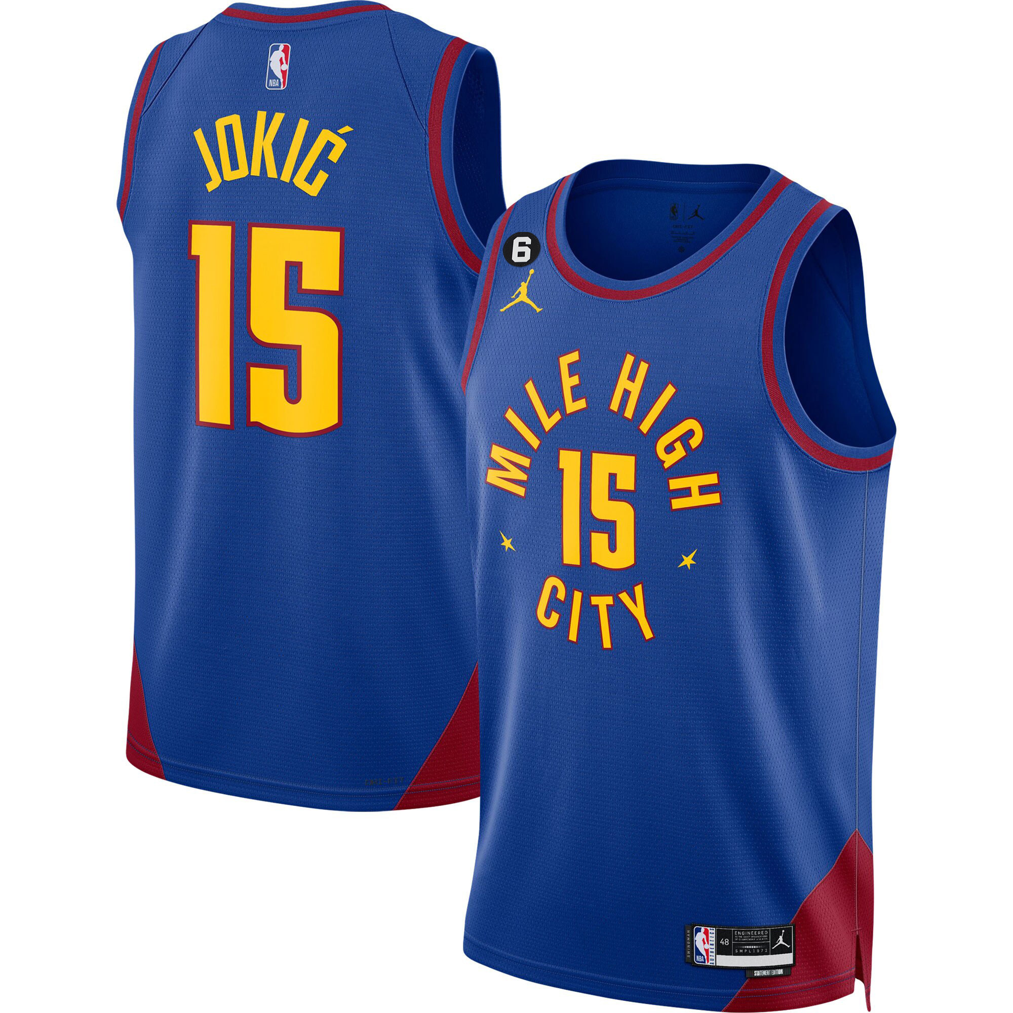 Nikola Jokic Men's Denver Nuggets #6 Patch Collection Statement Jersey - All Stitched