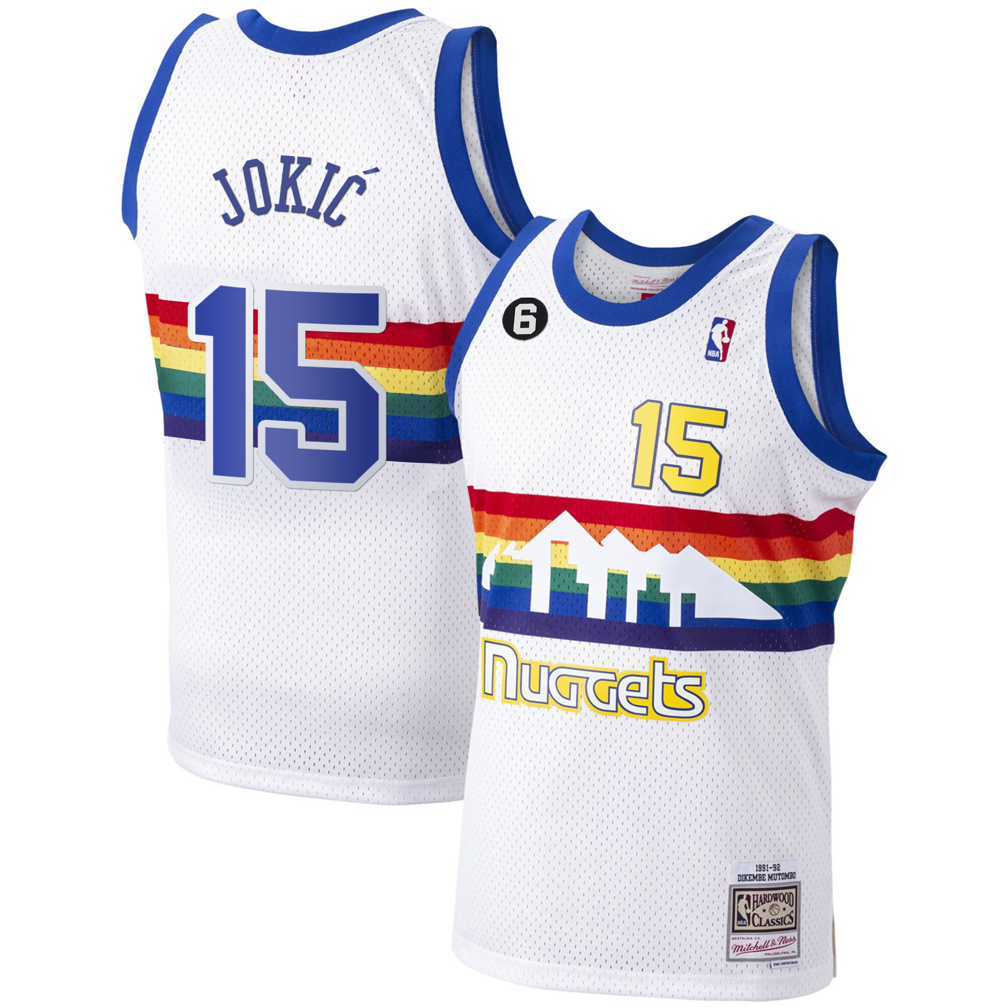 Nikola Jokic Men's Denver Nuggets #6 Patch Collection White Classic Jersey - All Stitched