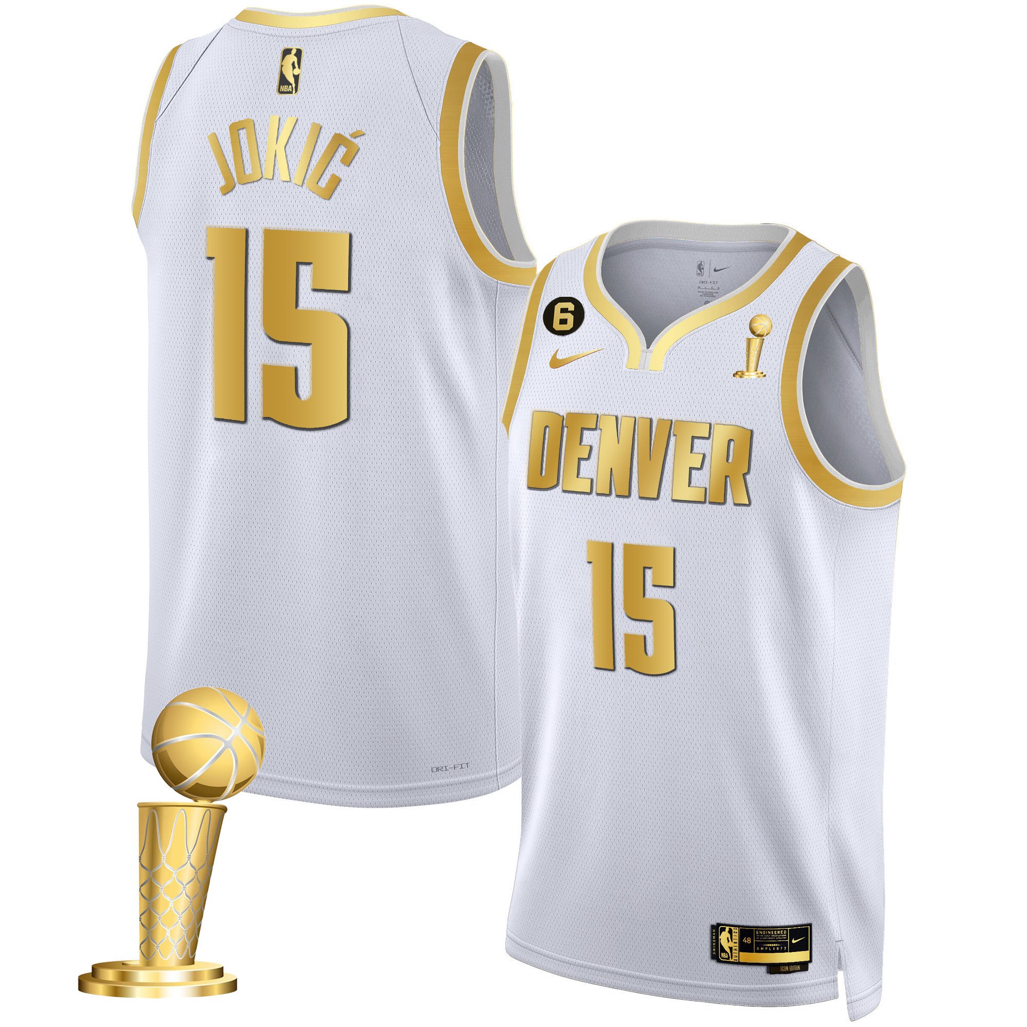 Nikola Jokic Men's Denver Nuggets 2023 Champions Black & White Gold Jersey - All Stitched