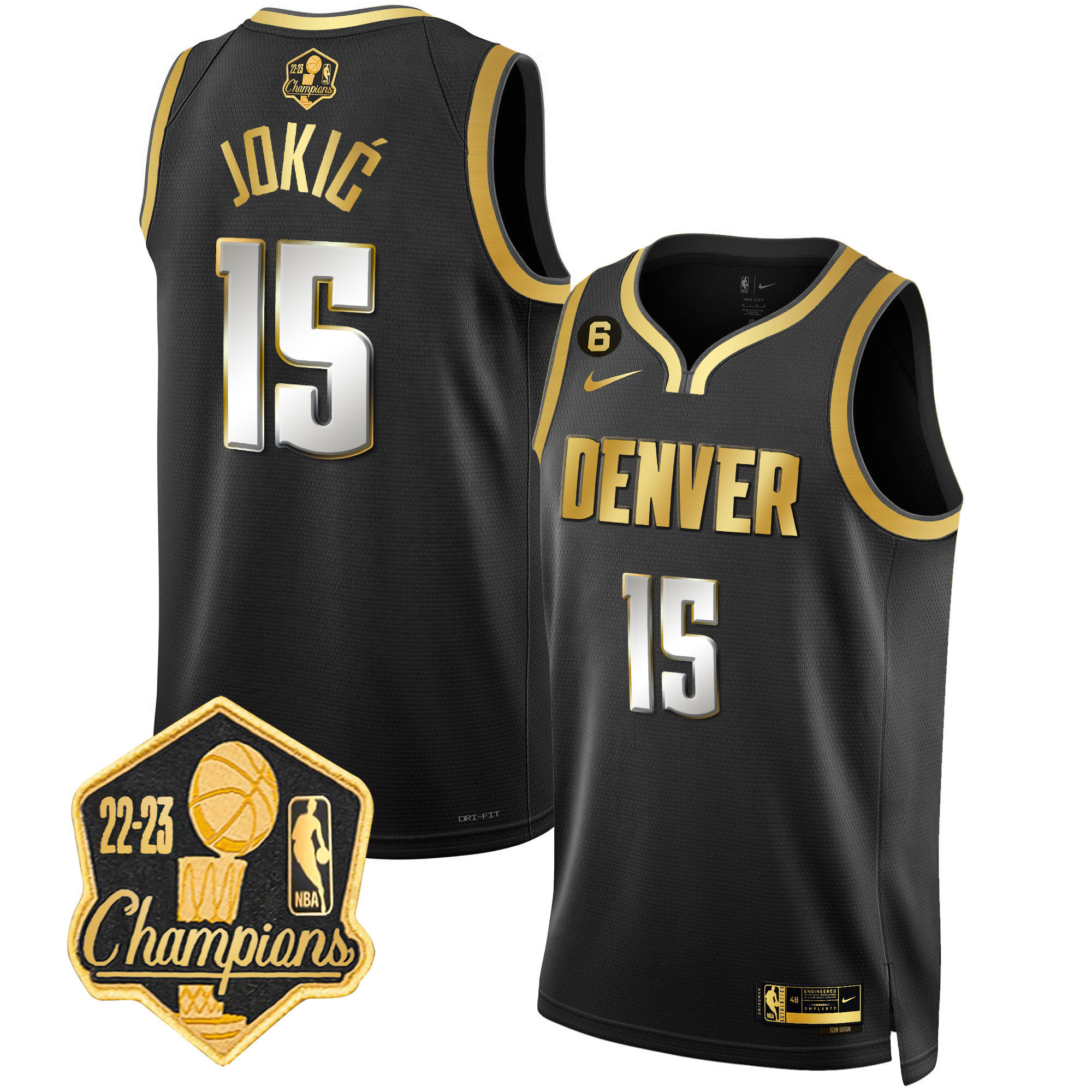 Nikola Jokic Men's Denver Nuggets 2023 Champions Limited Patch Black Limited Jersey - All Stitched