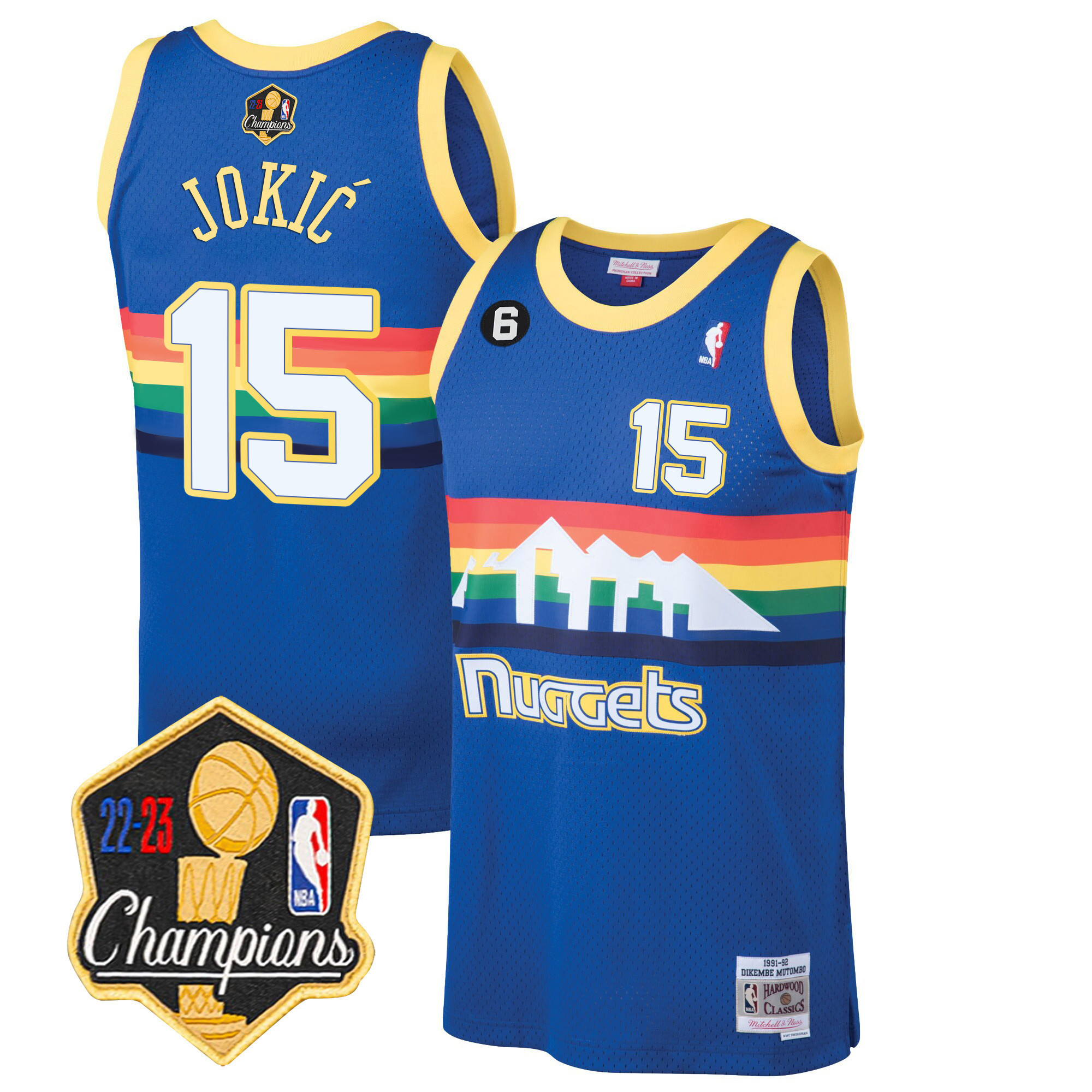 Nikola Jokic Men's Denver Nuggets 2023 Champions Limited Patch Blue Classic Jersey - All Stitched