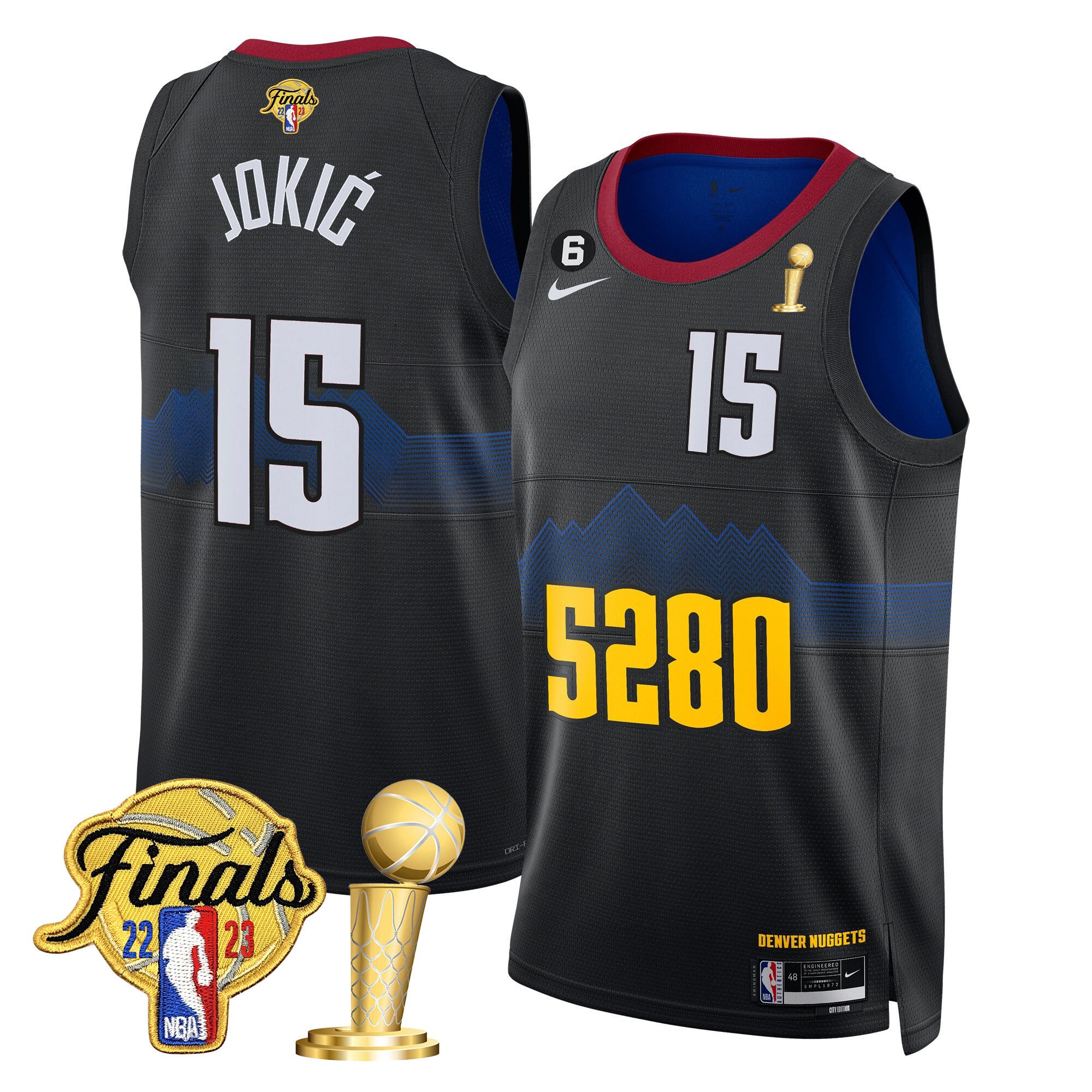 Nikola Jokic Men's Denver Nuggets 2023 Finals & Champions Patch 5280 City Jersey - All Stitched
