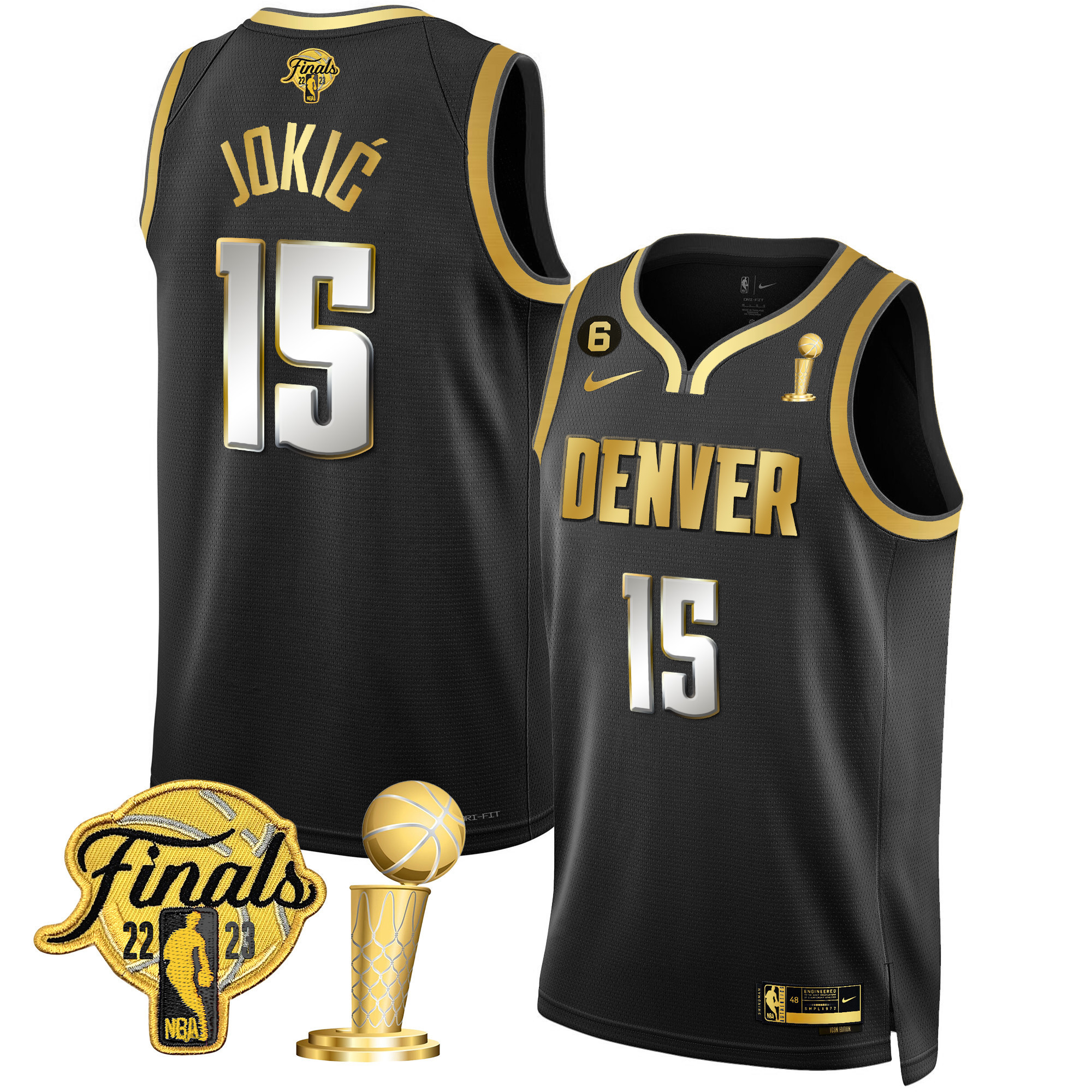 Nikola Jokic Men's Denver Nuggets 2023 Finals & Champions Patch Black Limited Jersey - All Stitched