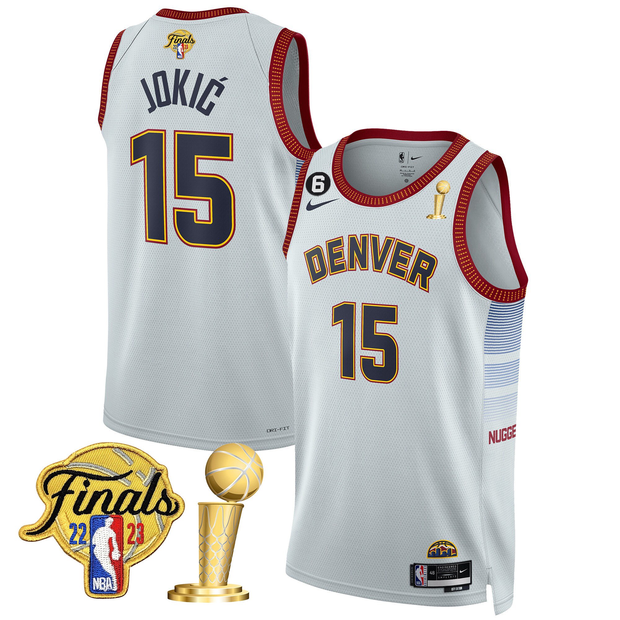 Nikola Jokic Men's Denver Nuggets 2023 Finals & Champions Patch City Jersey - All Stitched