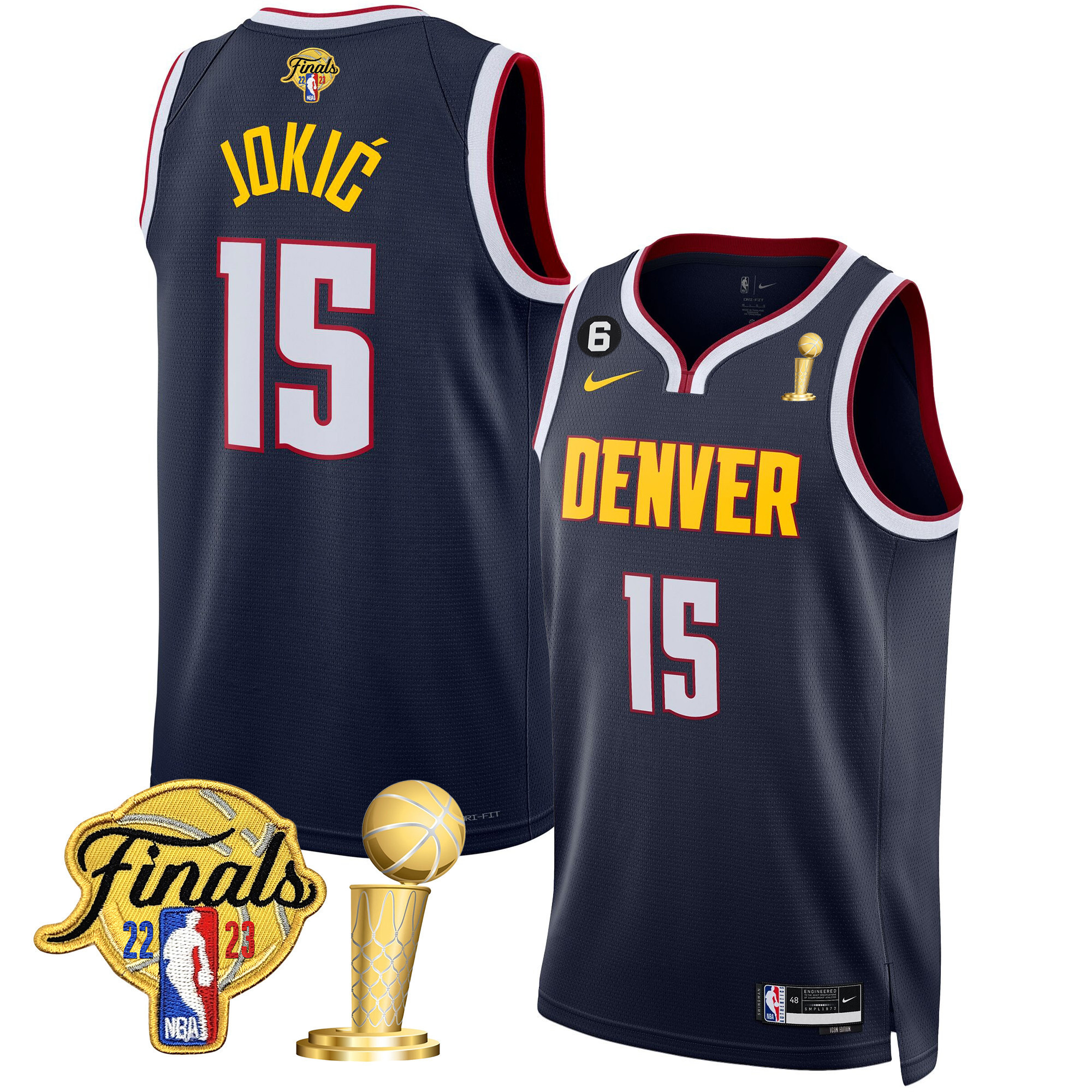 Nikola Jokic Men's Denver Nuggets 2023 Finals & Champions Patch Icon Jersey - All Stitched