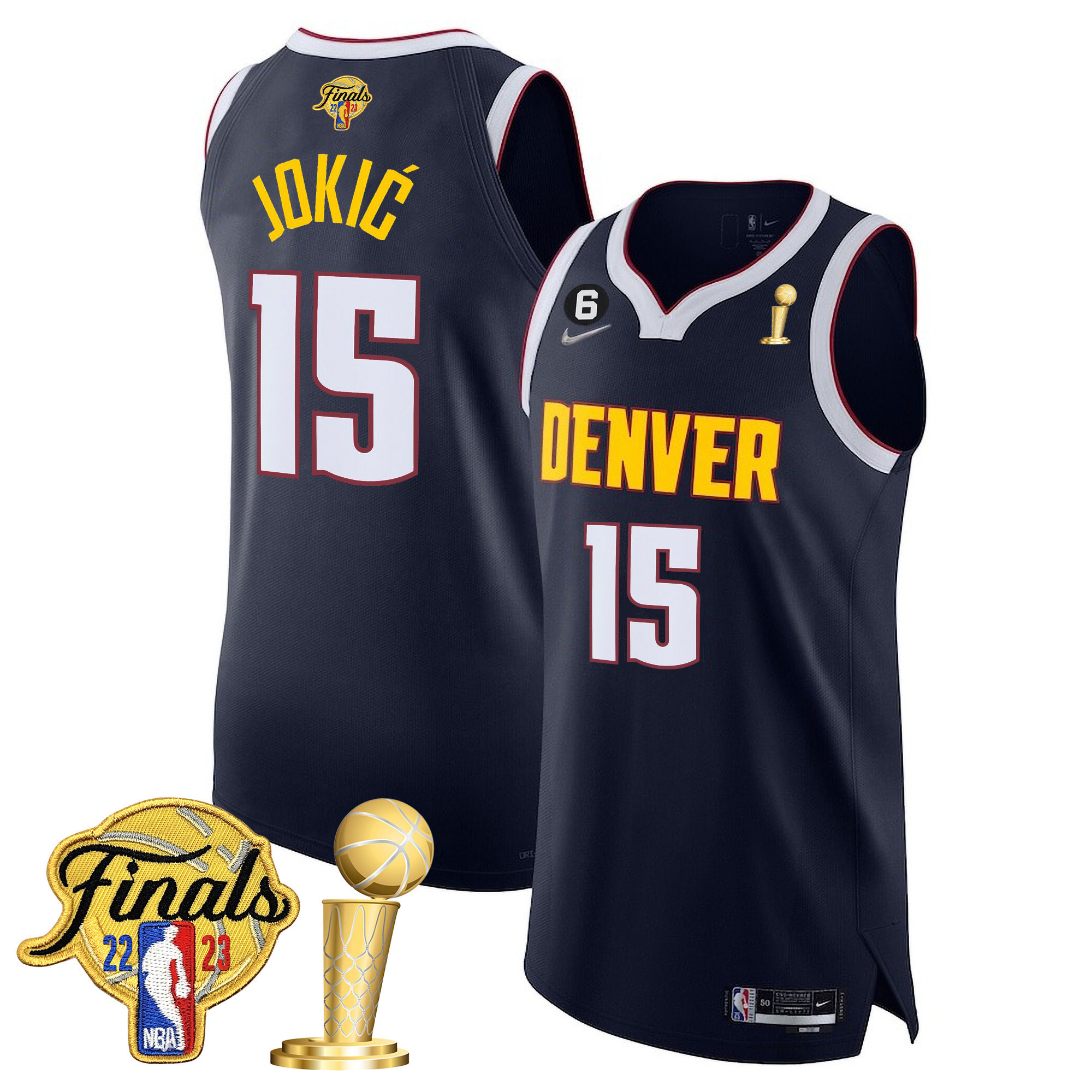 Nikola Jokic Men's Denver Nuggets 2023 Finals Patch & Champions Collection V2 Diamond Jersey - All Stitched