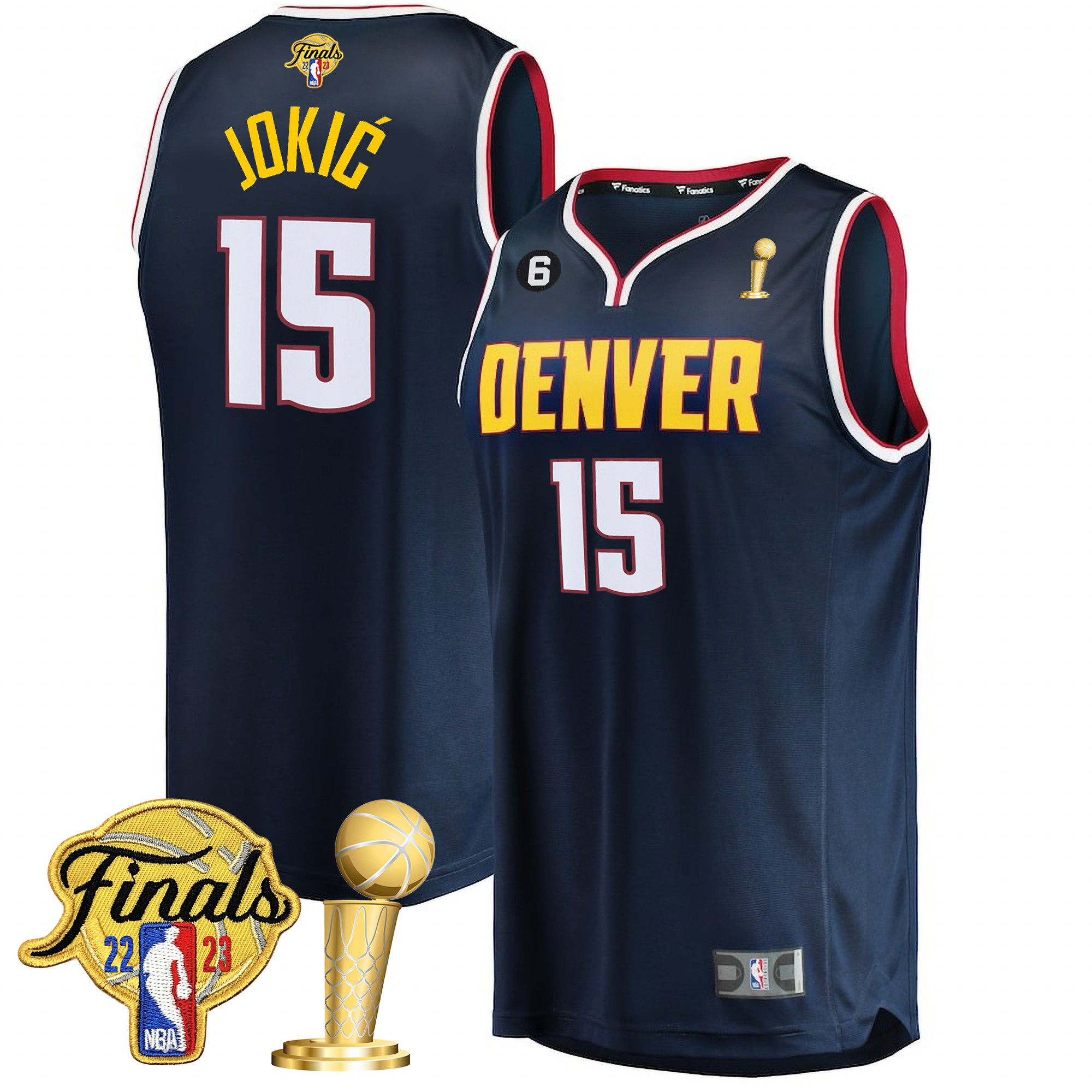 Nikola Jokic Men's Denver Nuggets 2023 Finals Patch & Champions Collection V2 Icon Navy Jersey - All Stitched