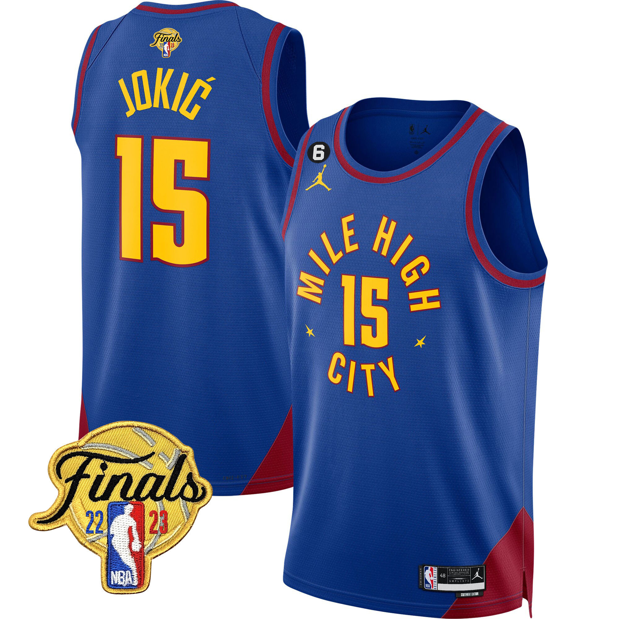Nikola Jokic Men's Denver Nuggets 2023 Finals Patch Collection Statement Jersey - All Stitched