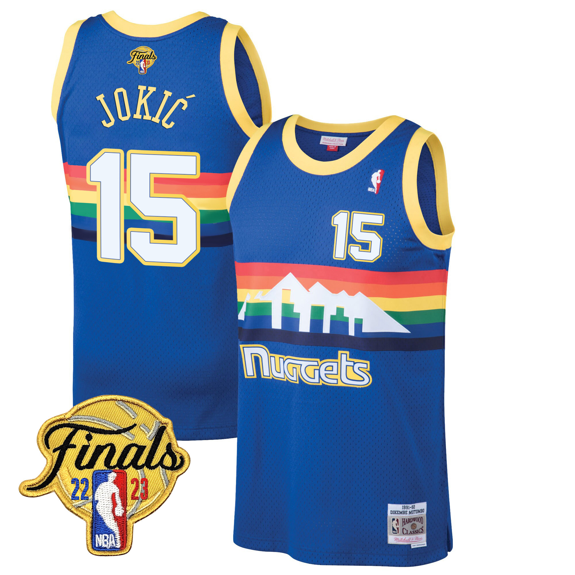 Nikola Jokic Men's Denver Nuggets 2023 Finals Patch Collection V2 Blue Classic Jersey - All Stitched