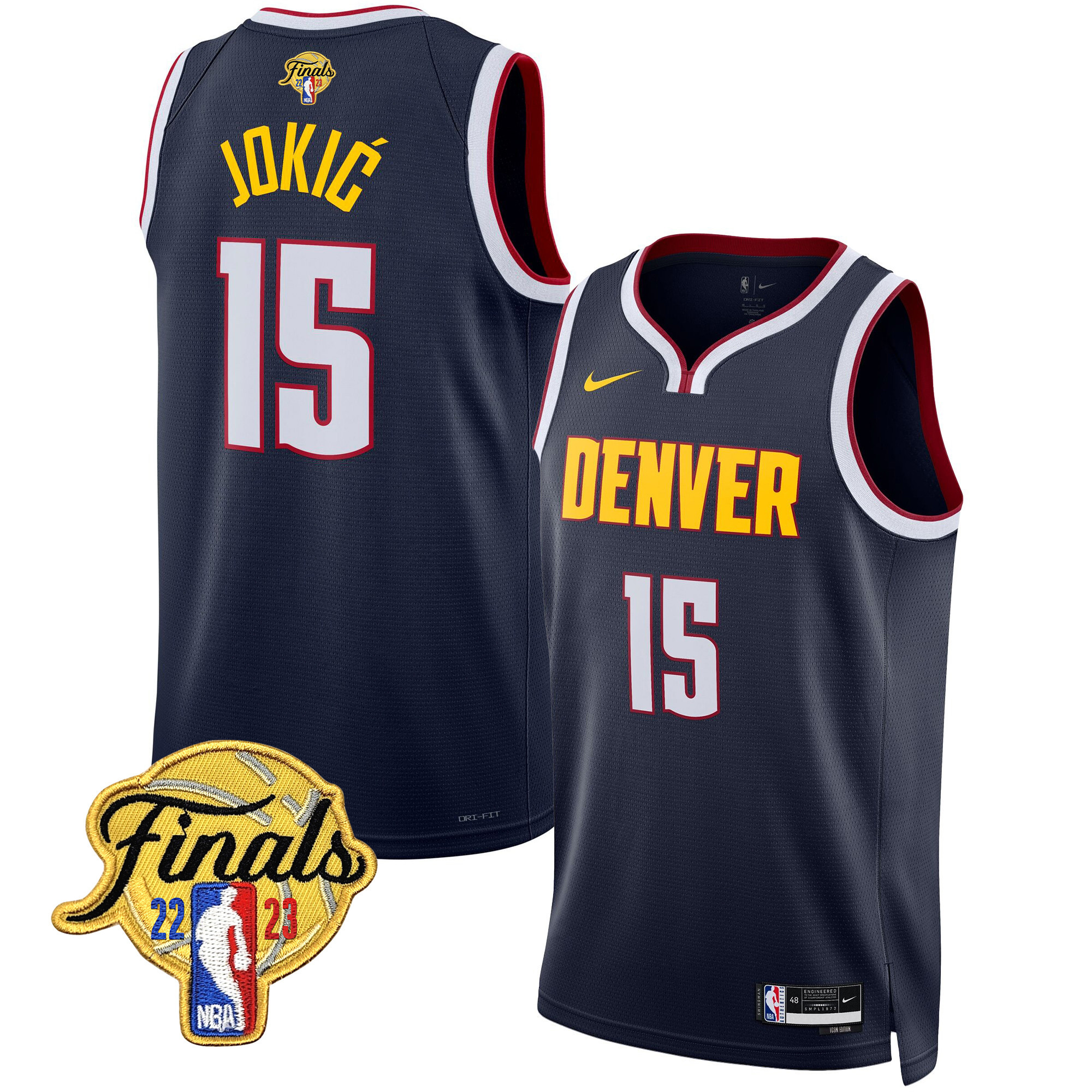 Nikola Jokic Men's Denver Nuggets 2023 Finals Patch Collection V2 Icon Jersey - All Stitched
