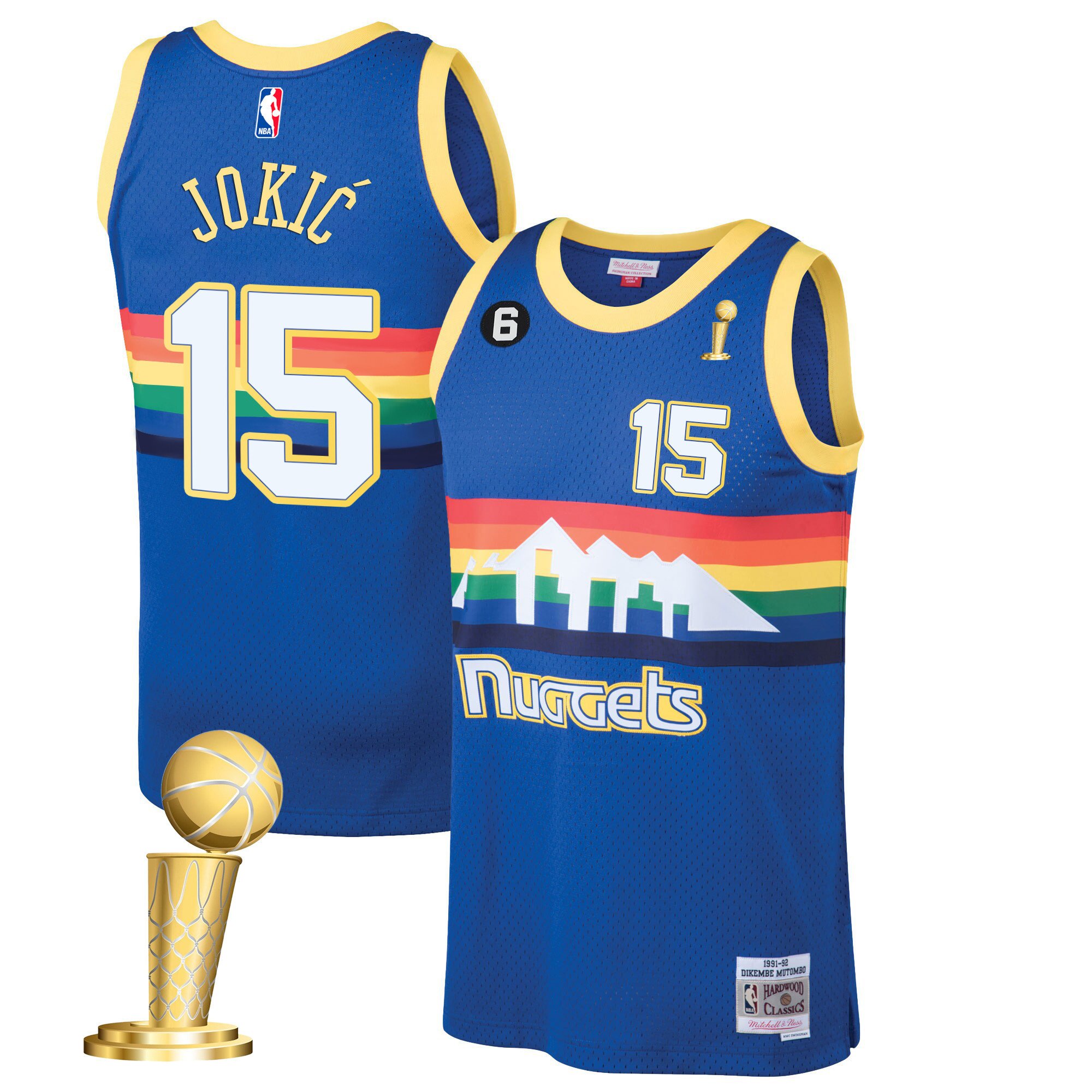 Nikola Jokic Youth's Denver Nuggets 2023 Champions Collection Blue Classic Jersey - All Stitched