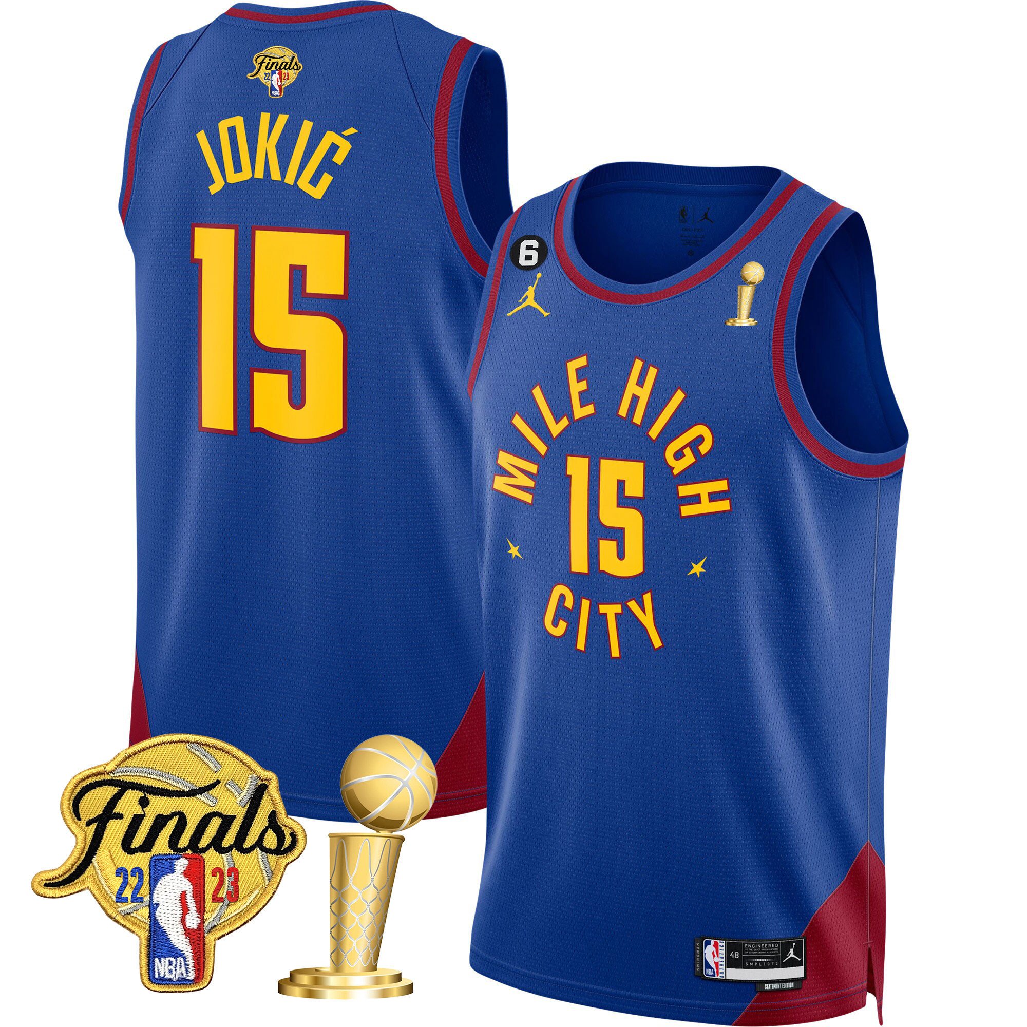 Nikola Jokic Youth's Denver Nuggets 2023 Finals & Champions Patch Statement Jersey - All Stitched
