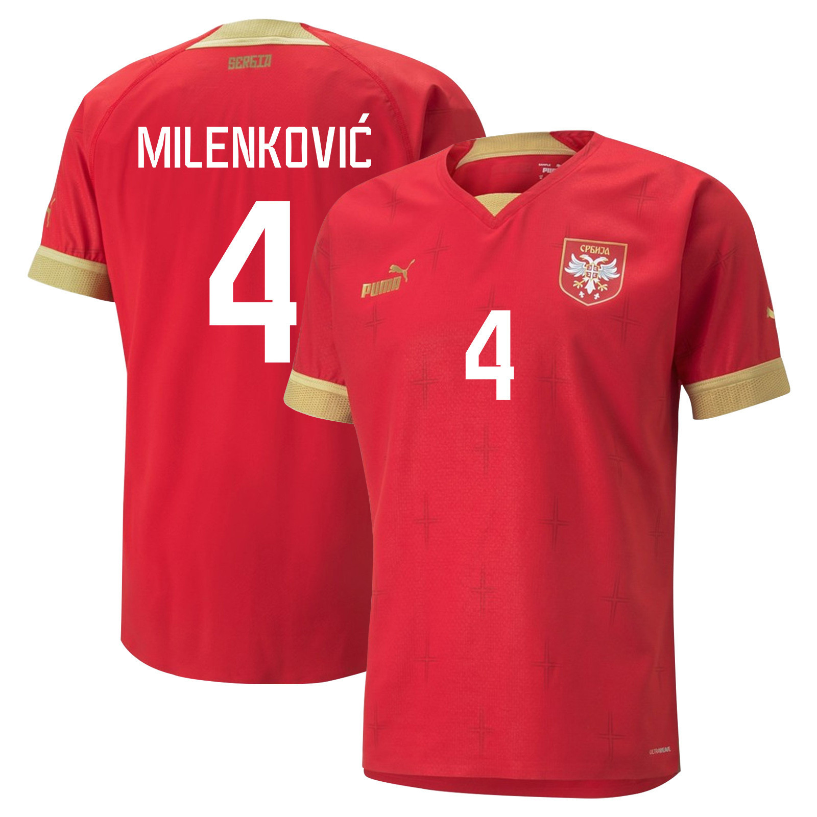 Nikola Milenkovic 4 – Serbia National Team Qatar World Cup 2022-23 Home Soccer Jersey