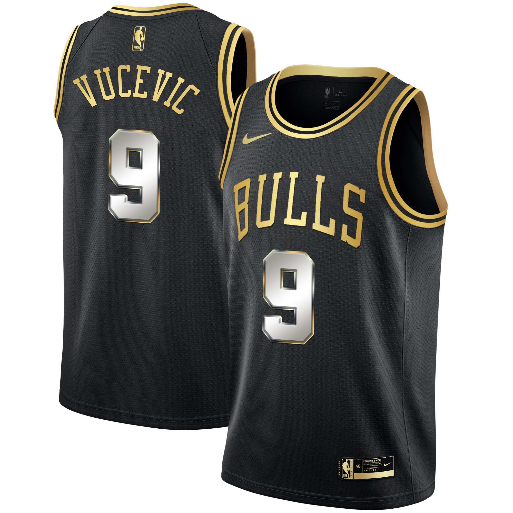 Nikola Vucevic Men's Chicago Bulls Black Limited & Black Gold Jersey - All Stitched
