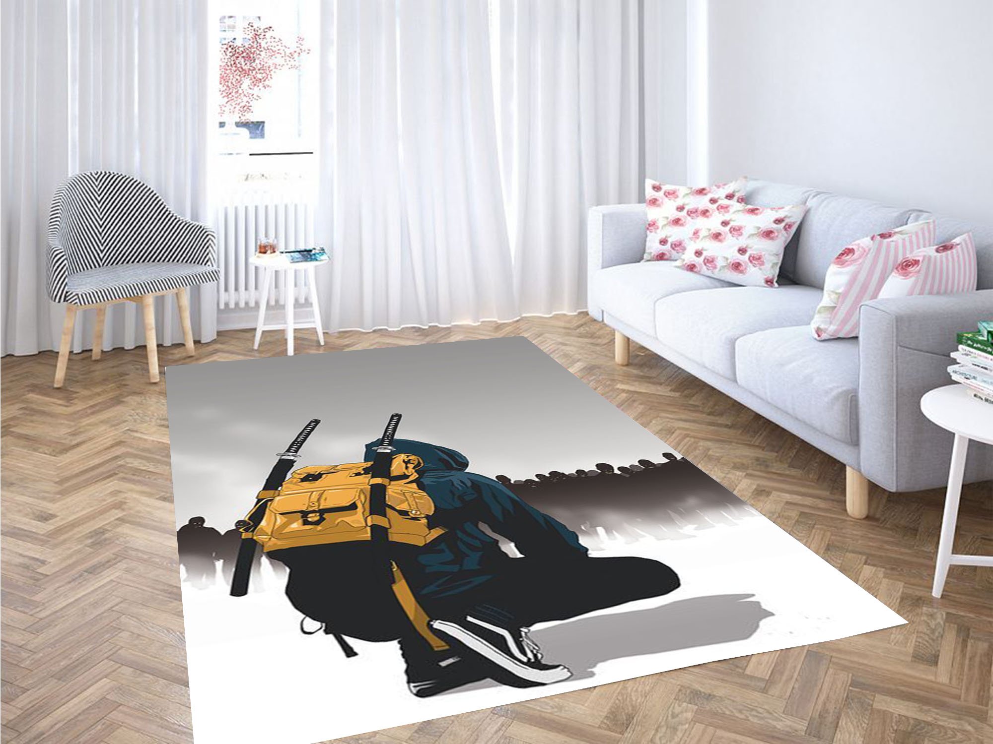 Nikon One Black Steel Wallpaper Carpet Rectangle Rug