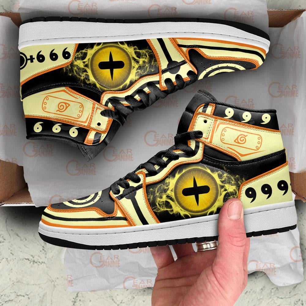 Nine-Tails Chakra Mode Eyes JD1s Sneakers Kurama Anime Shoes, Air Jordan Hightop