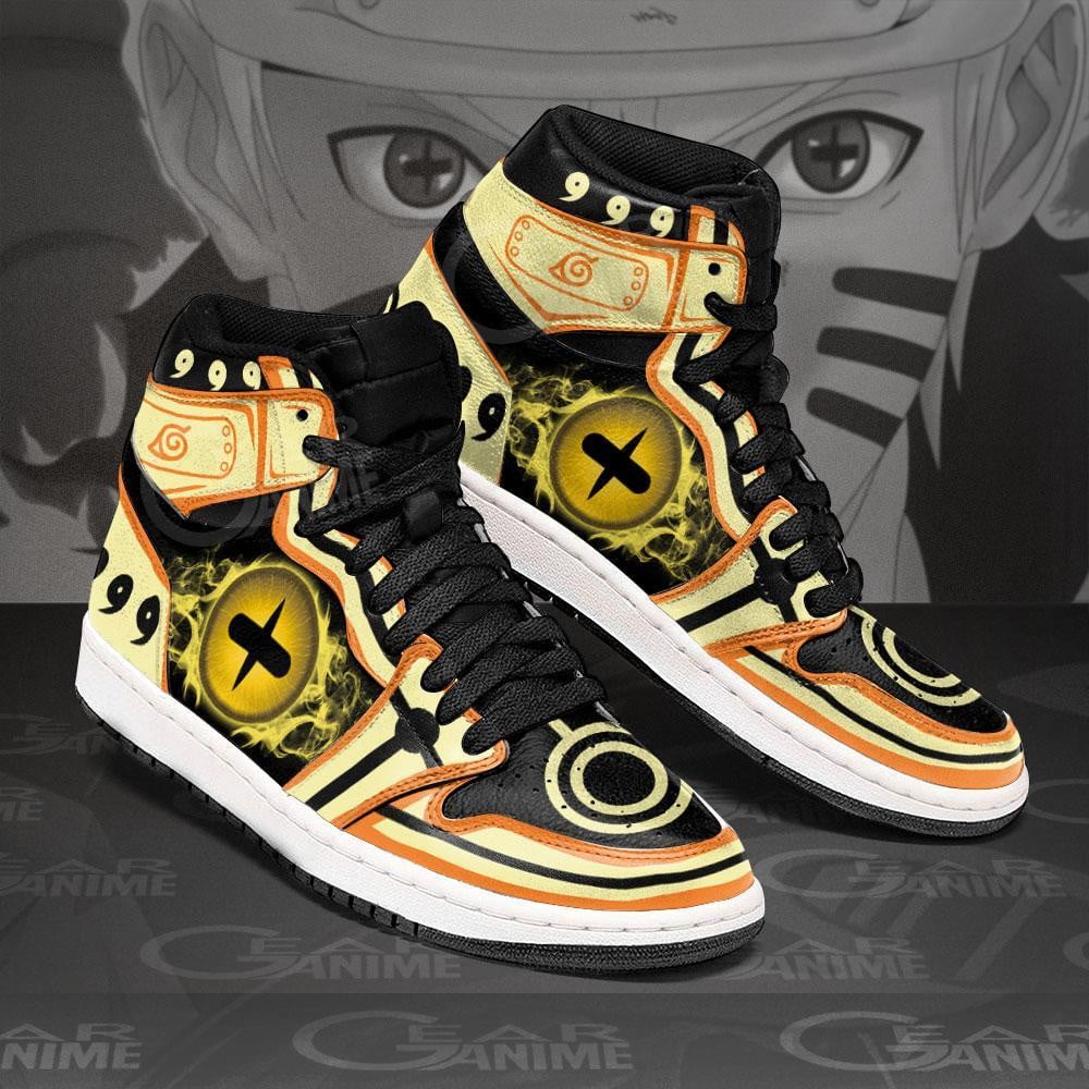 Nine-Tails Chakra Mode Eyes JD1s Sneakers Kurama Anime Shoes, Air Jordan Hightop