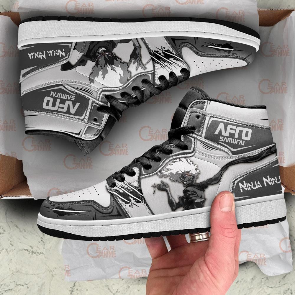Ninja Ninja JD1s Sneakers Afro Samurai Anime Shoes, Air Jordan Hightop