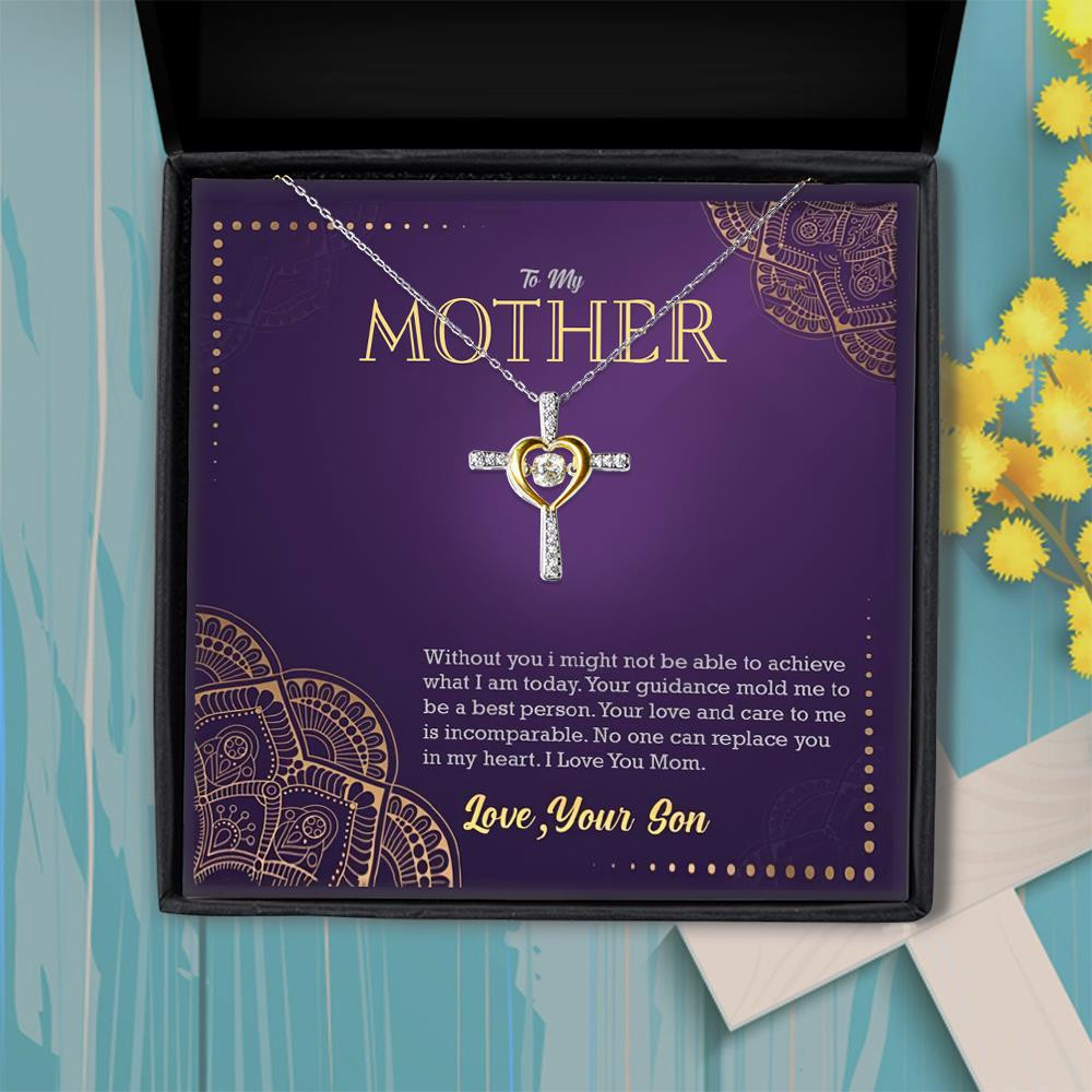 No One Can Replace You In My Heart Gift For Mom Cross Dancing Necklace