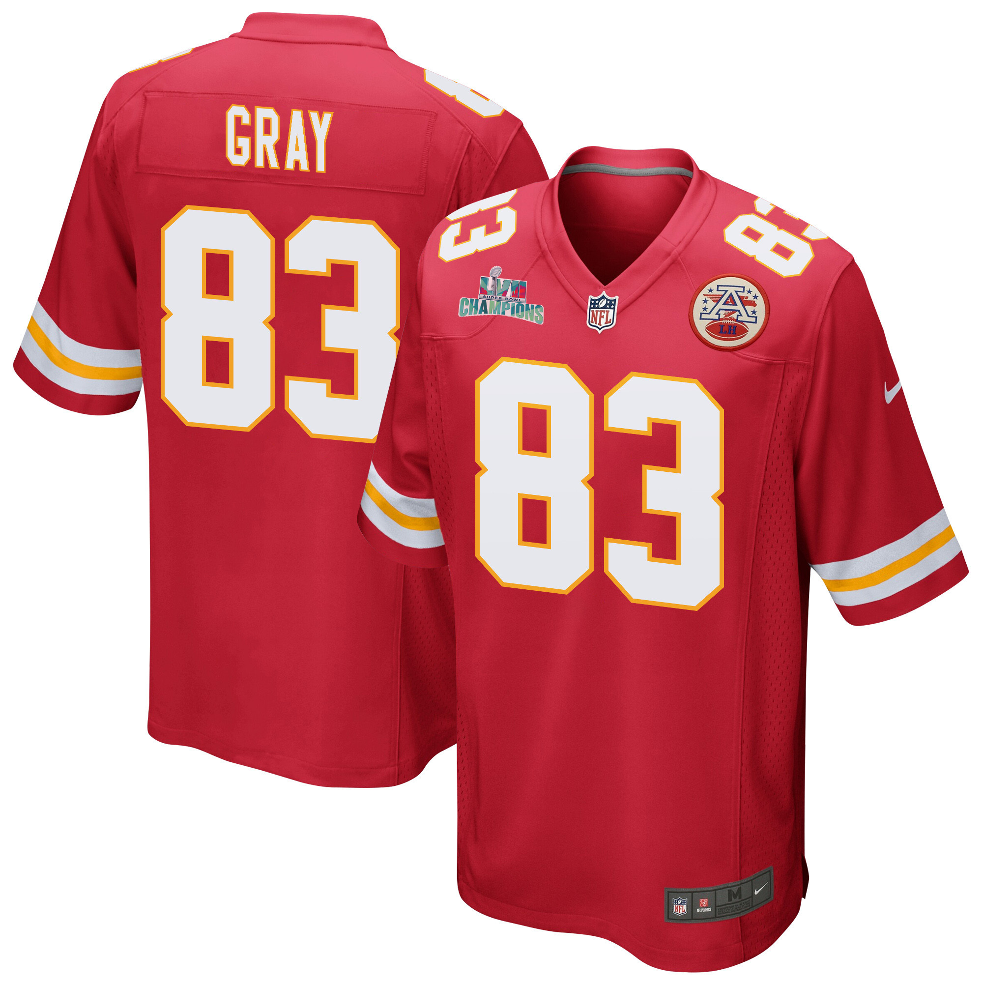 Noah Gray 83 Kansas City Chiefs Super Bowl LVII Champions Men Game Stitched Jersey – Red