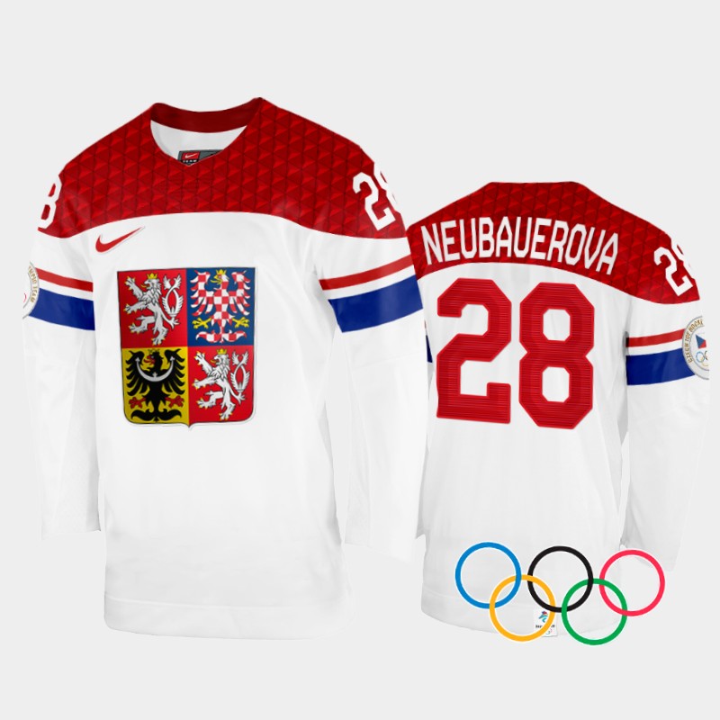 Noemi Neubauerova Czech Republic Women's White Home Jersey 2022 Winter Olympics