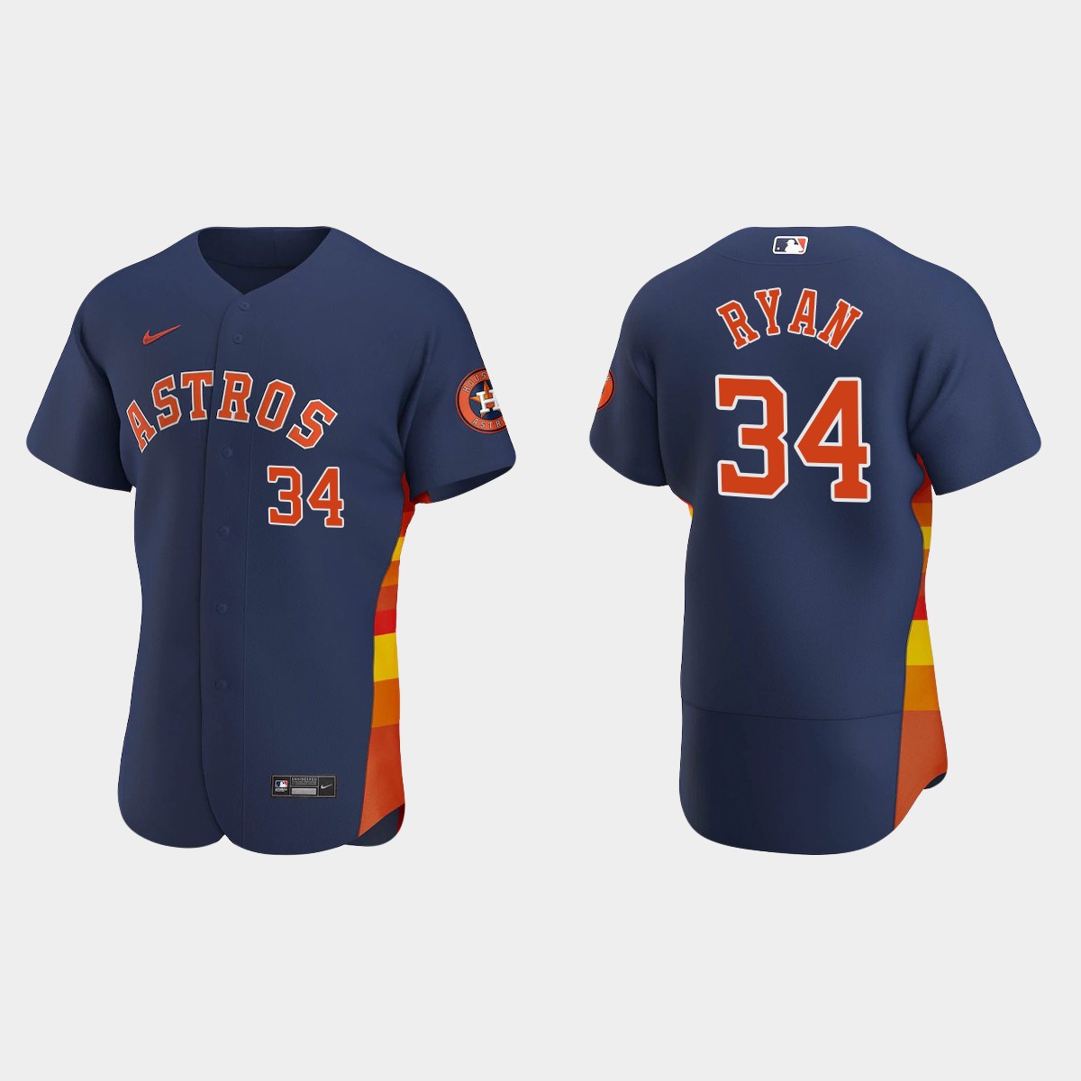 Nolan Ryan #34 Houston Astros Navy 2020 Alternate Jersey