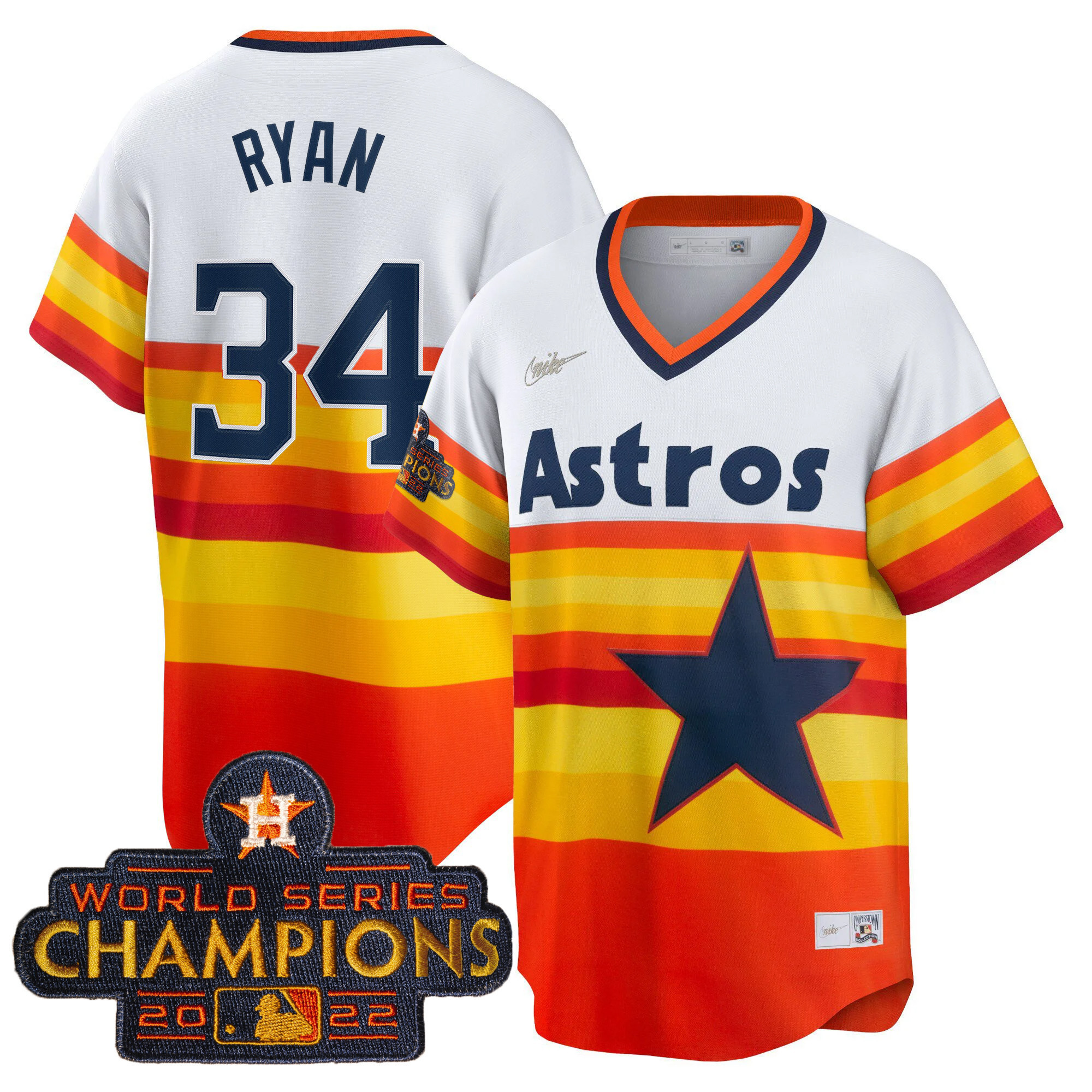 Nolan Ryan Houston Astros 2023 Gold Flex Base Throwback Jersey - All Stitched