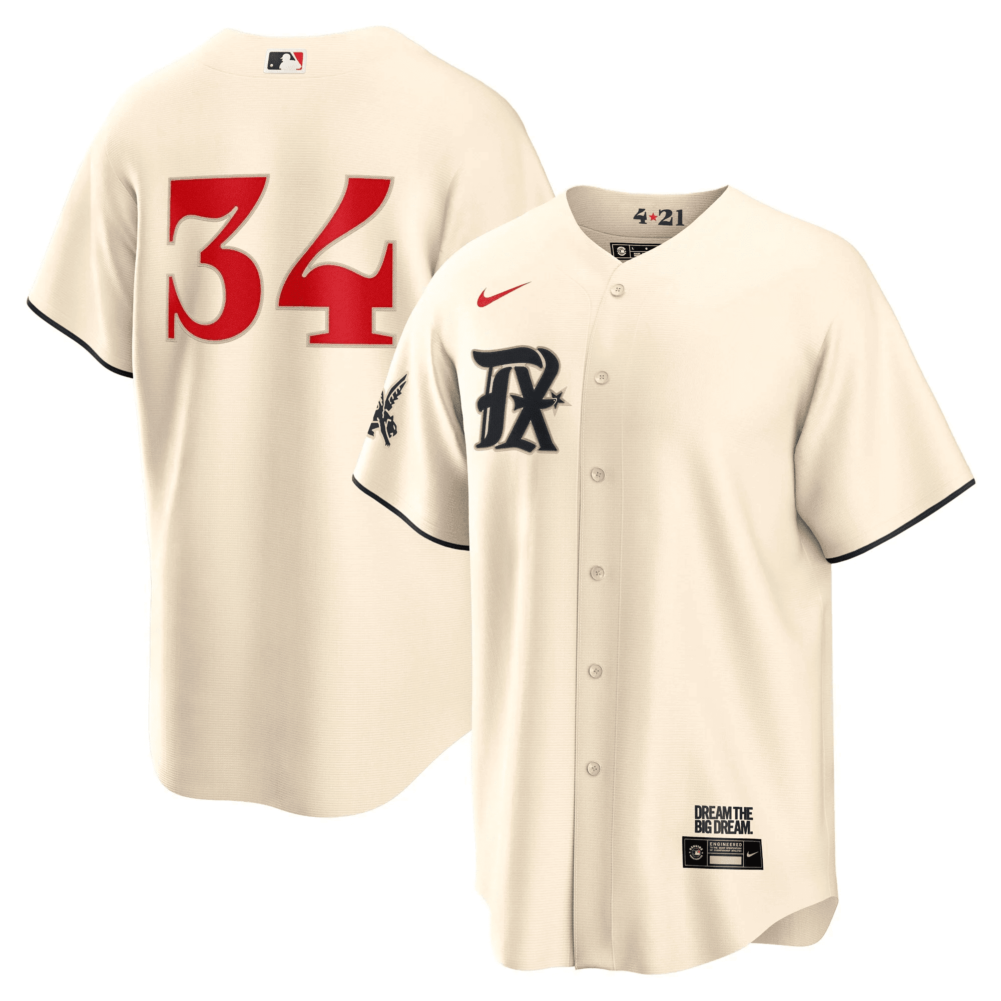 Nolan Ryan Men's Texas Rangers 2023 City Connect Collection Cool Cream Jersey - All Stitched