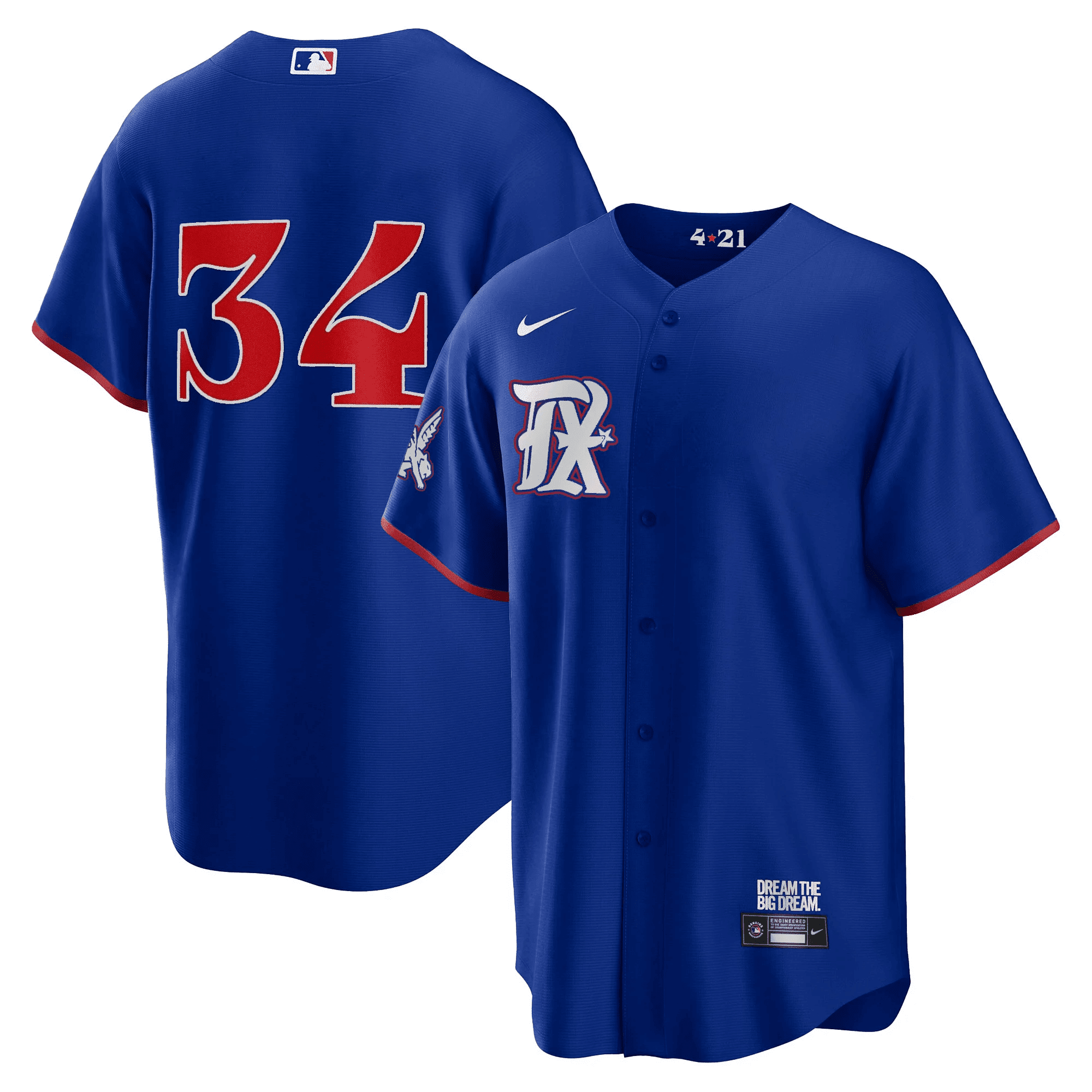 Nolan Ryan Men's Texas Rangers 2023 City Connect Collection Cool Royal Jersey - All Stitched