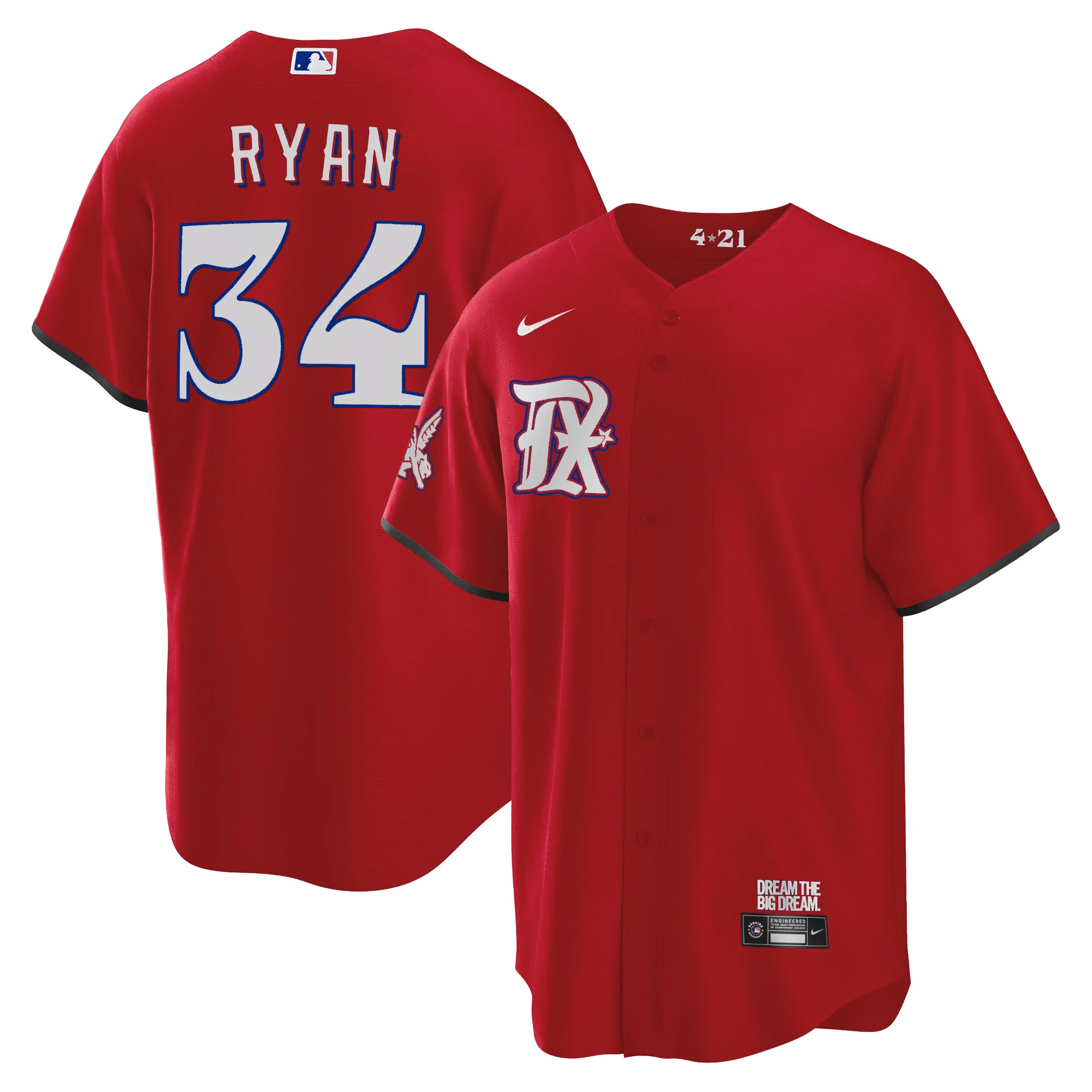 Nolan Ryan Men's Texas Rangers 2023 City Connect Collection V3 Cool Red Jersey - All Stitched