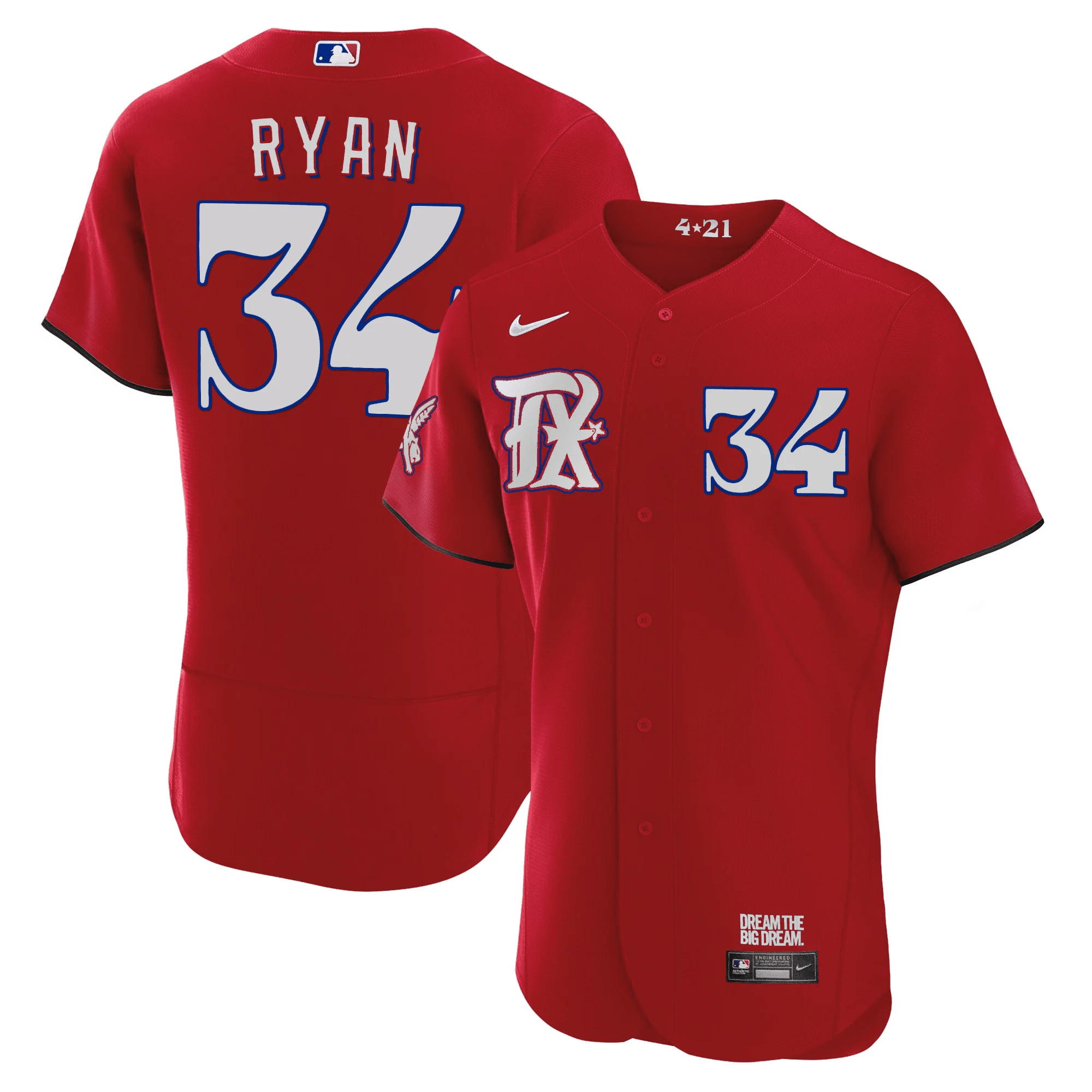 Nolan Ryan Men's Texas Rangers 2023 City Connect Collection V3 Flex Red Jersey - All Stitched