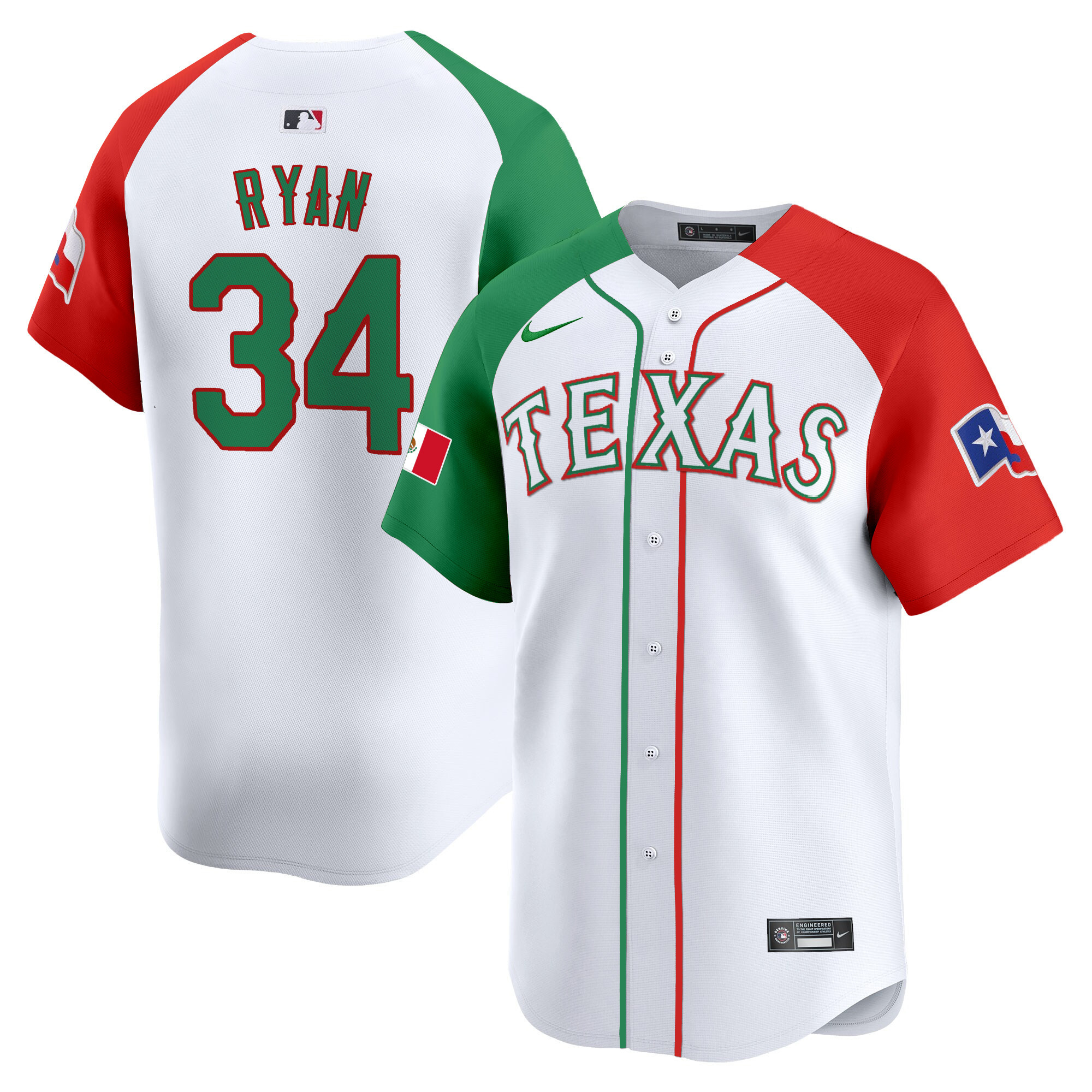 Nolan Ryan Men's Texas Rangers Mexico Vapor Premier Limited V2 Alternate Jersey - All Stitched