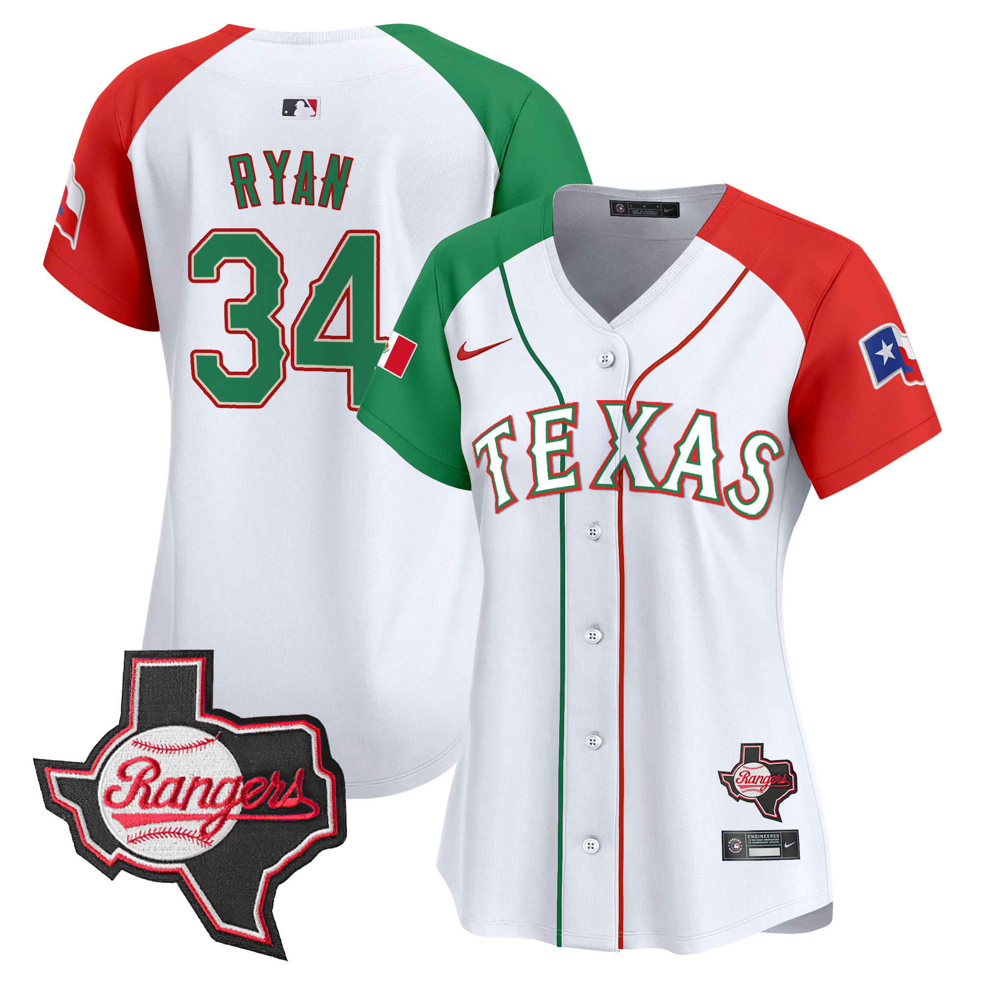 Nolan Ryan Women's Texas Rangers Mexico Texas Patch Vapor Premier Limited Alternate Jersey - All Stitched