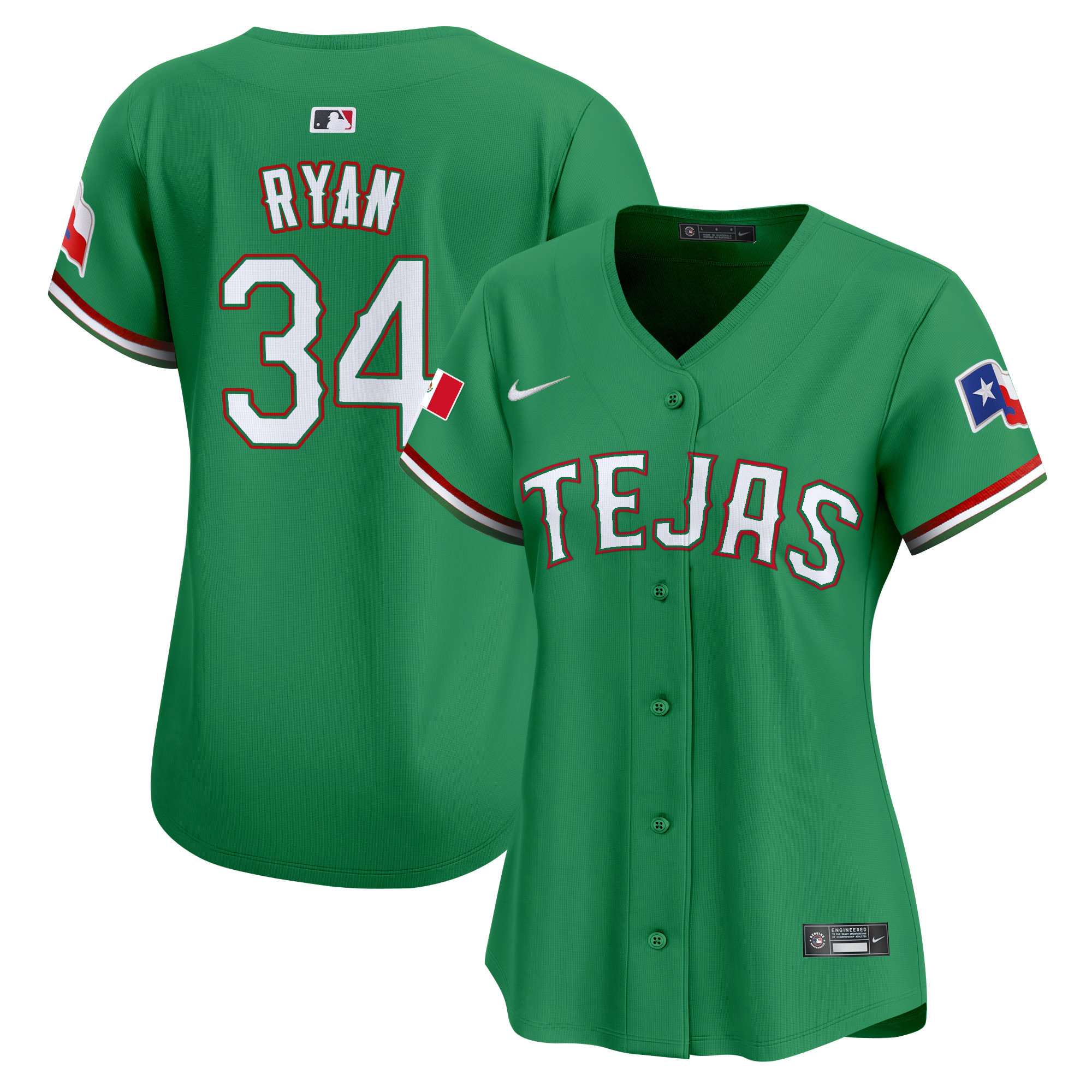 Nolan Ryan Women's Texas Rangers Mexico Vapor Premier Limited Green Jersey - All Stitched