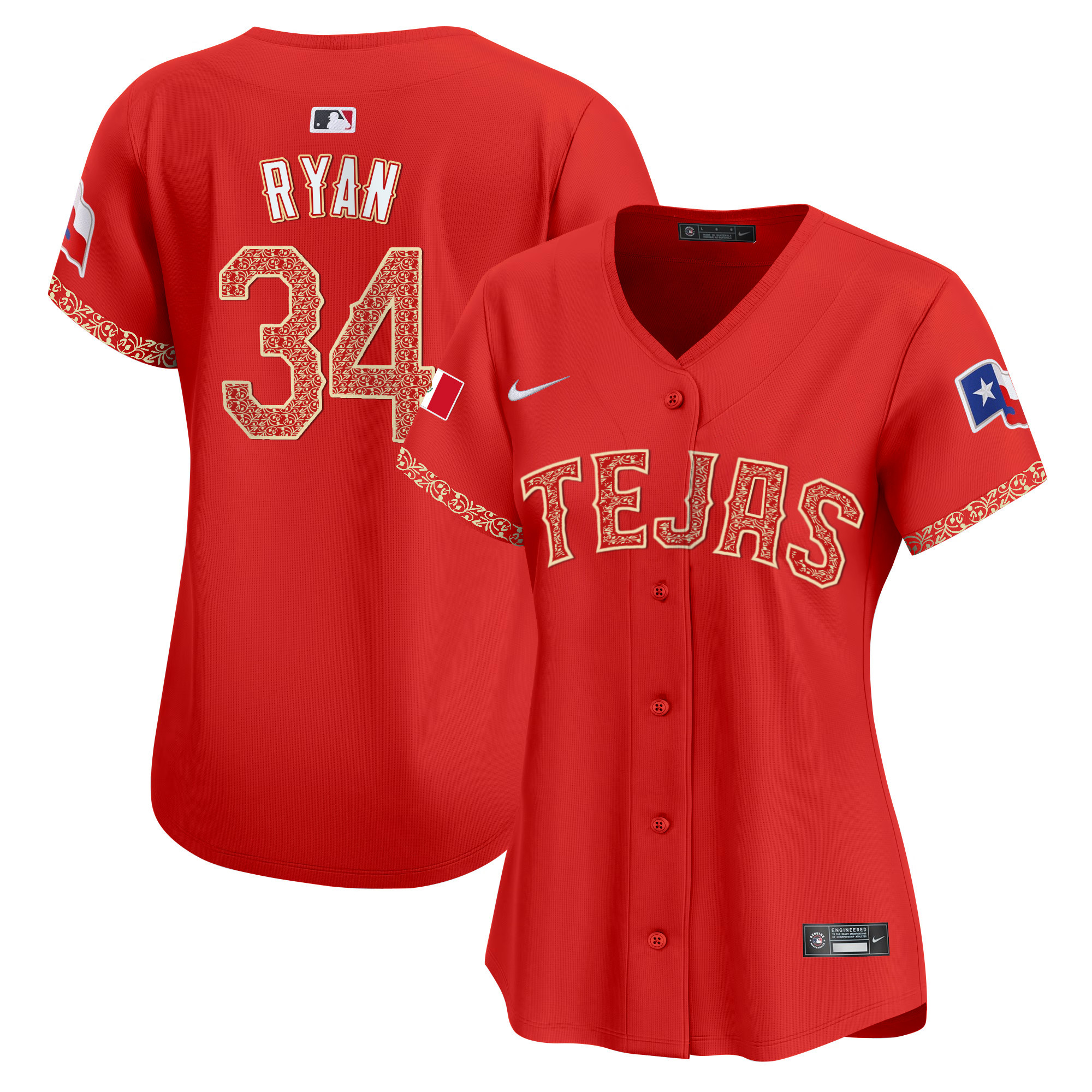 Nolan Ryan Women's Texas Rangers Mexico Vapor Premier Limited Red Jersey - All Stitched