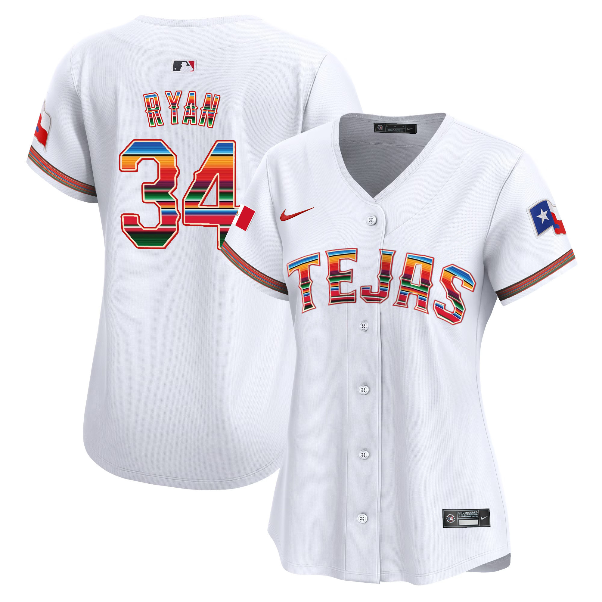 Nolan Ryan Women's Texas Rangers Mexico Vapor Premier Limited White Jersey - All Stitched