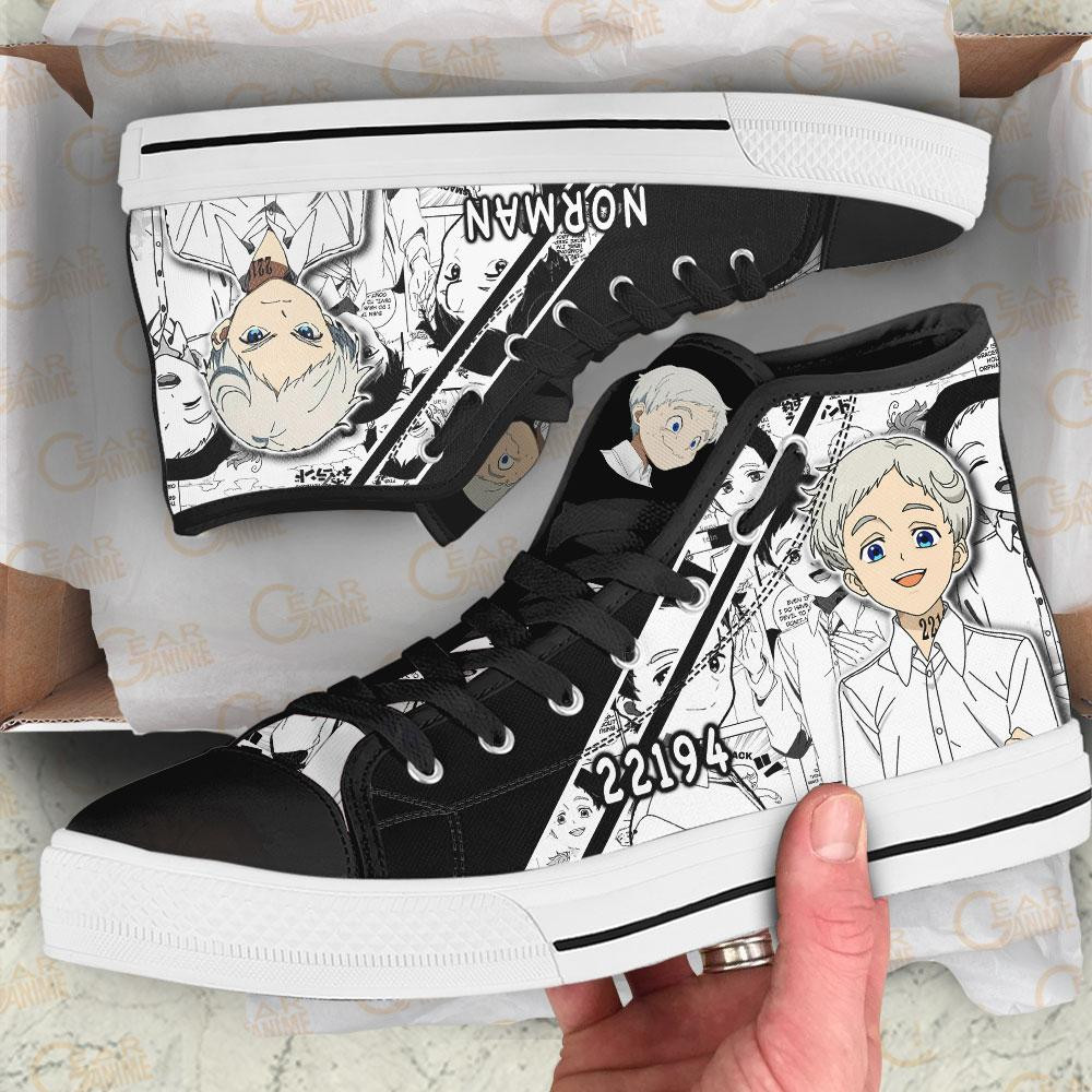 Norman High Top Shoes Custom Manga Anime The Promised Neverland Sneakers