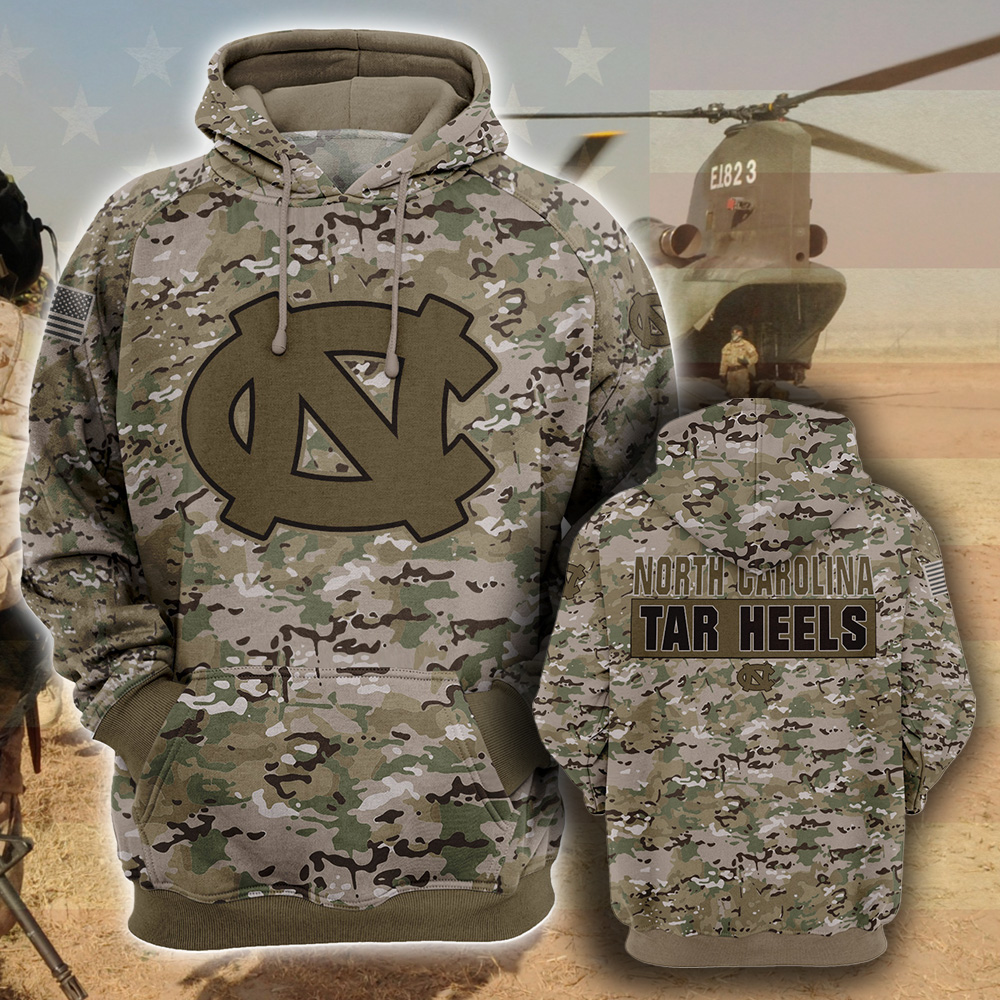 North Carolina Tar Heels 3D Hoodie Camo Style Gift For Fans
